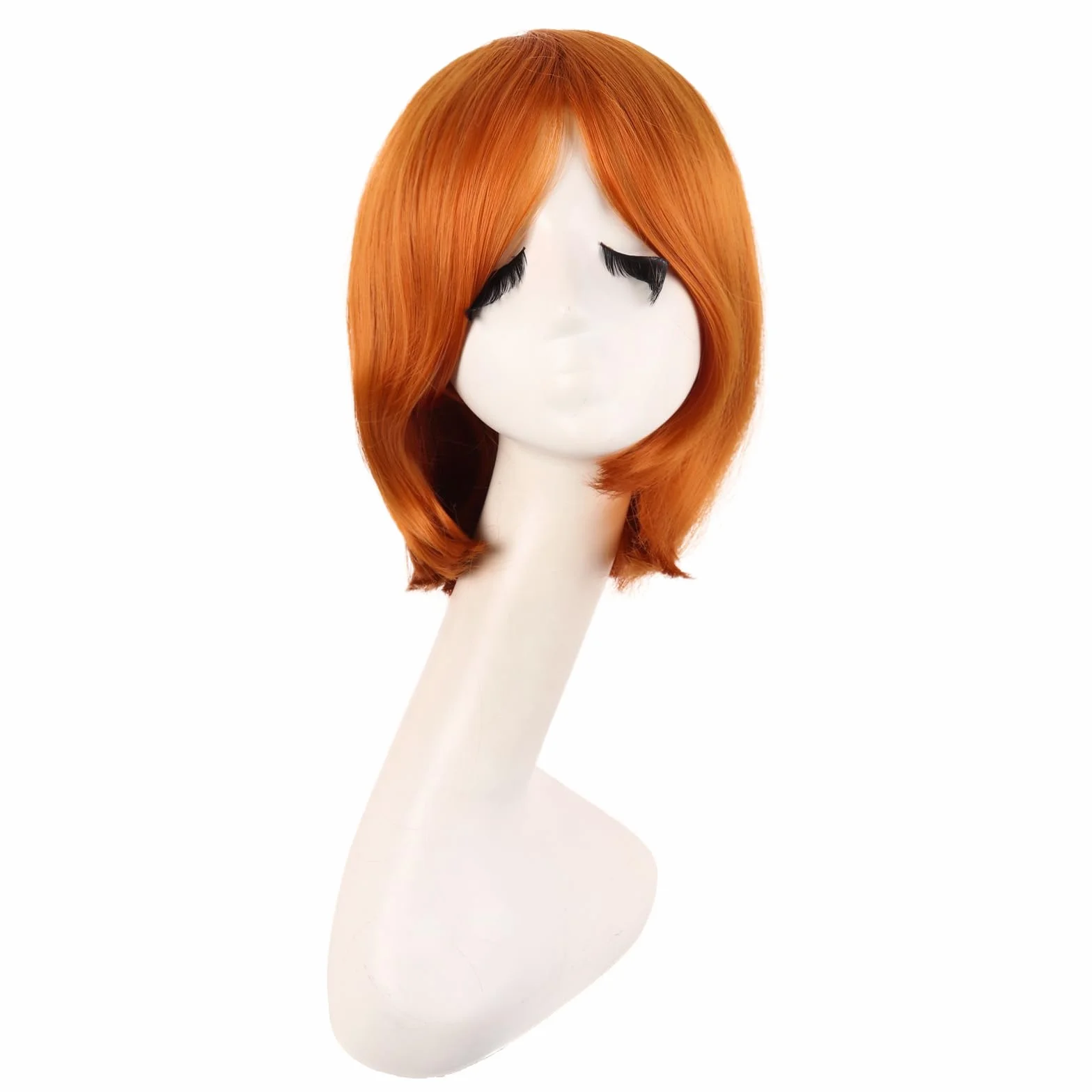 MapofBeauty 30 cm Heat Resistente Peluca Corto Lacio Ligero Naranja