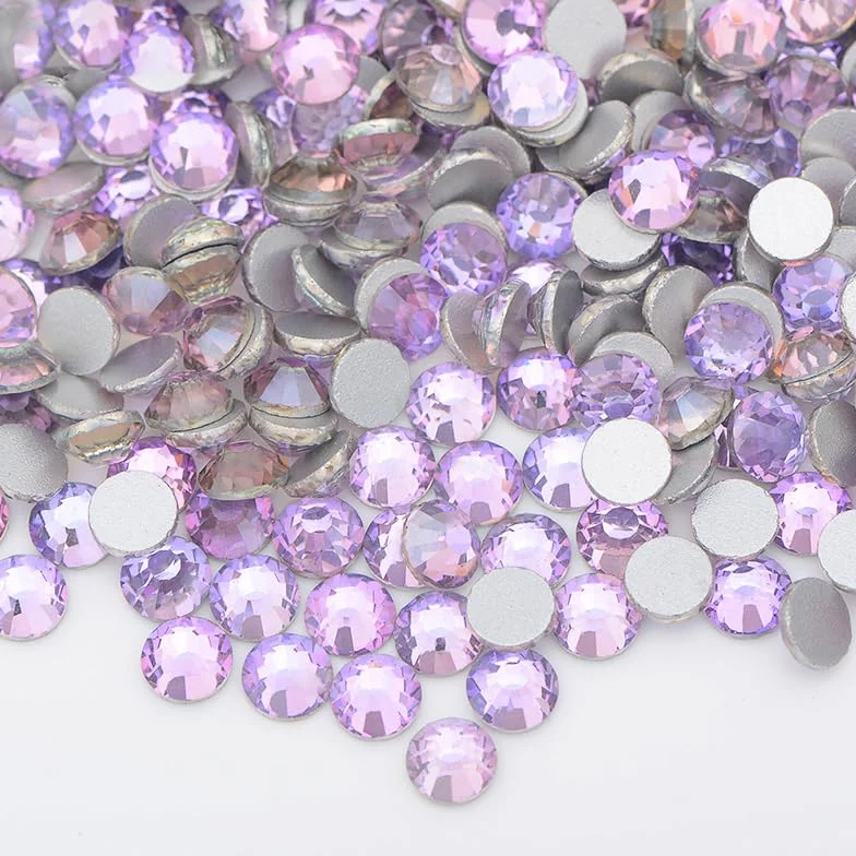 Wholesale 100 Bruto SS6 8 10 12 16 20 30 Cristal Rosa Violeta Parte trasera plana Cristal Rhinestone Bulk Pegamento en la decoración de uñas Piedra-02 Crystal AB, ss6 100gr 14400pcs 01 transparente