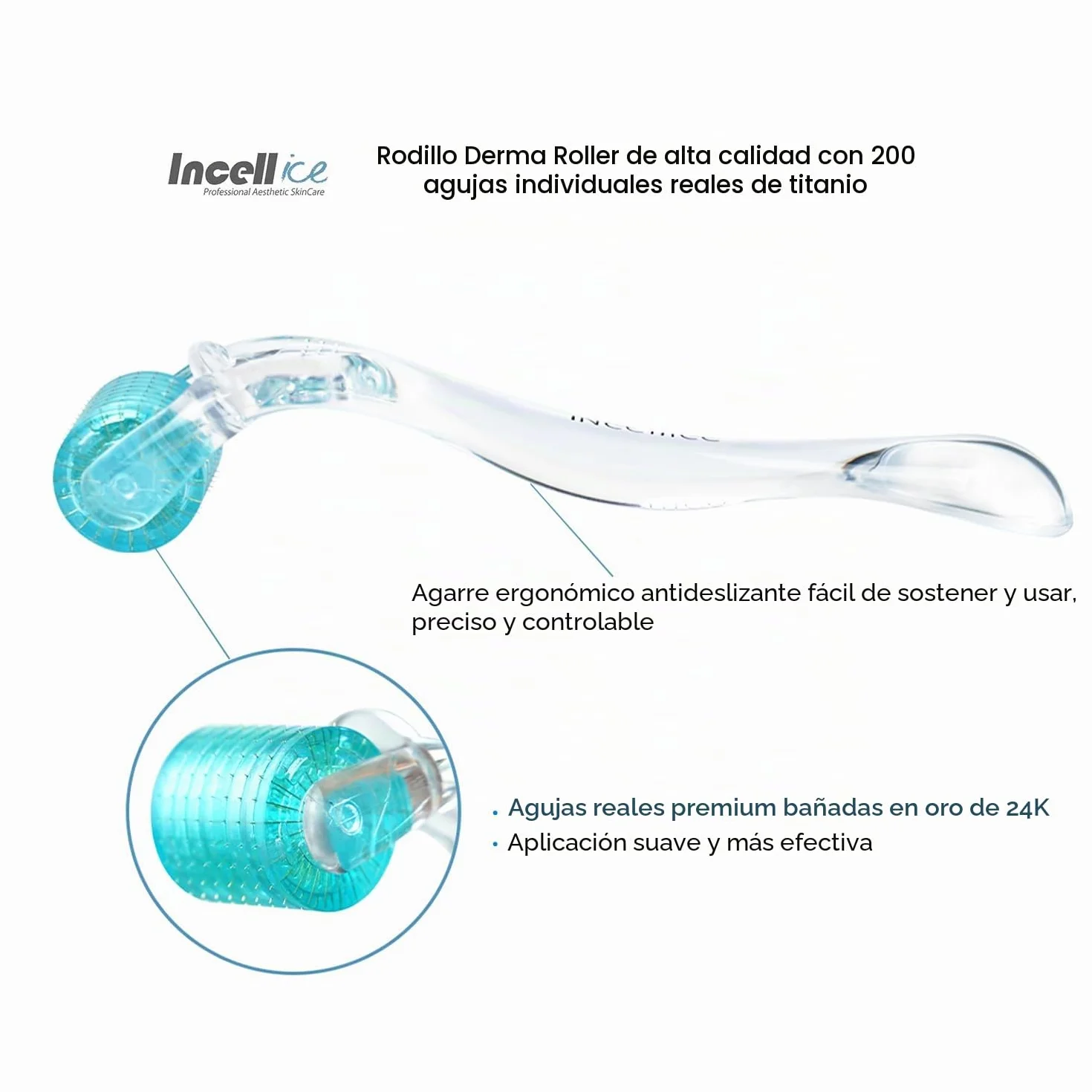 Derma Roller 0.5 mm Titanio Aguja, Microneedling Roller para Crecimiento de Cabello y Barba