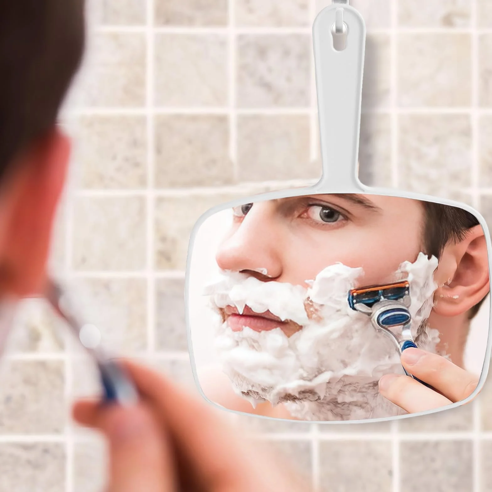 Espejo de Mano Profesional con Mango Ergonómico para Maquillaje y Afeitado