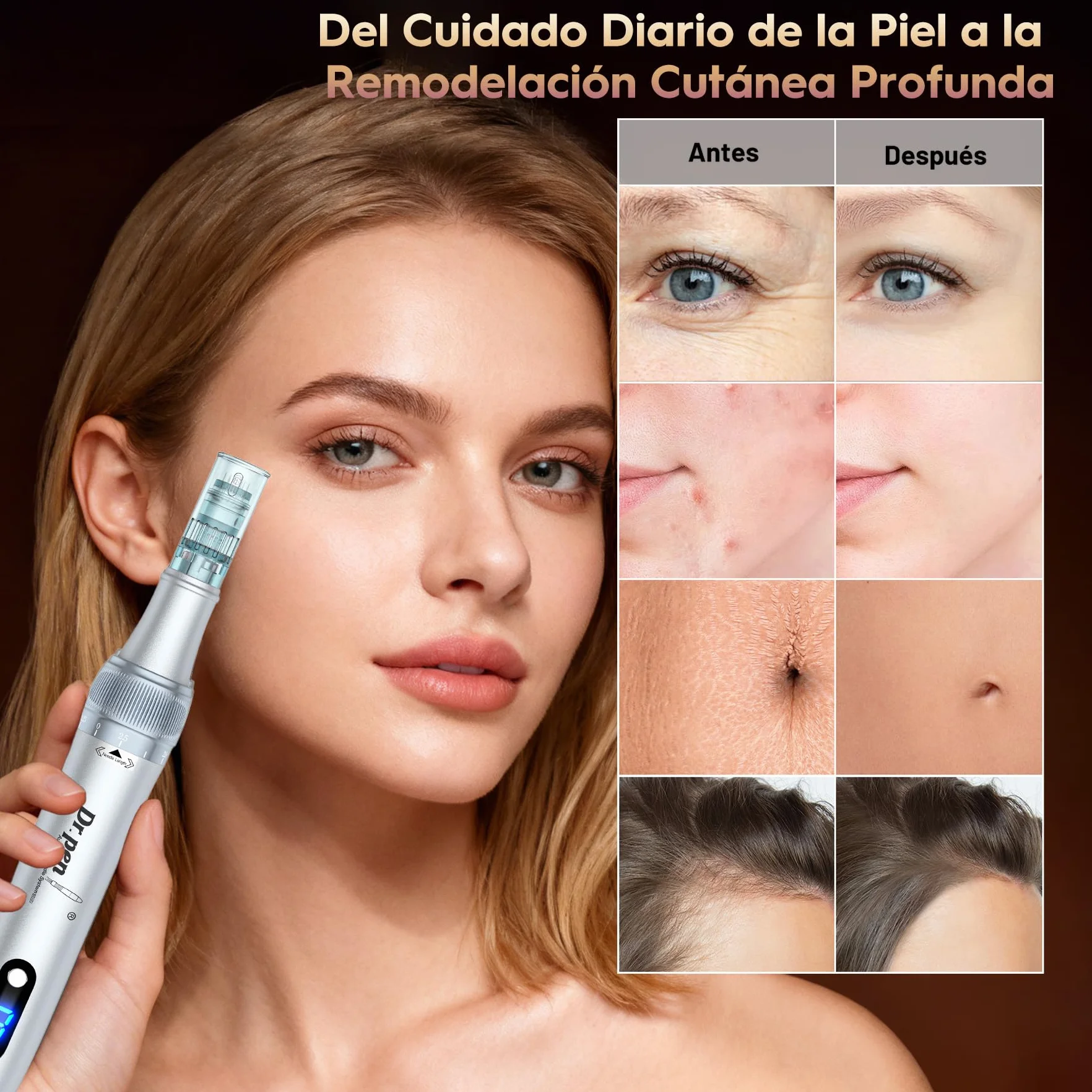 Dr.pen Ultima M7S - Lápiz de Microneedling Eléctrico e Inalámbrico, con 20 Cartuchos, 6 Niveles de Velocidad y Pantalla LED -Para el Crecimiento del Cabello, Rostro, Cuerpo y Cuidado de la Piel