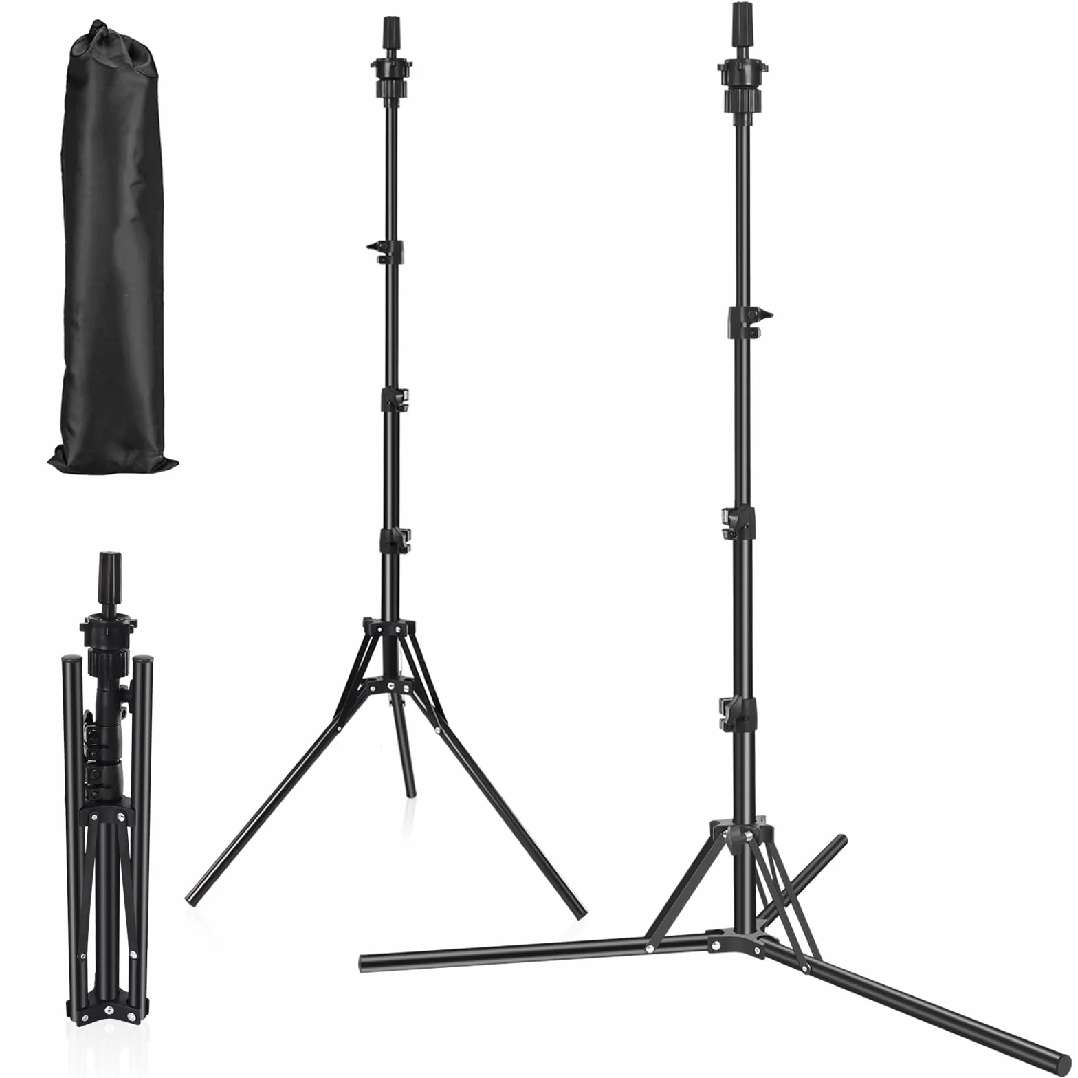 Soporte Para Pelucas Y Cabezas De Maniquí Con Bolsa De Transporte, Trípode Ajustable 50-160cm, Negro