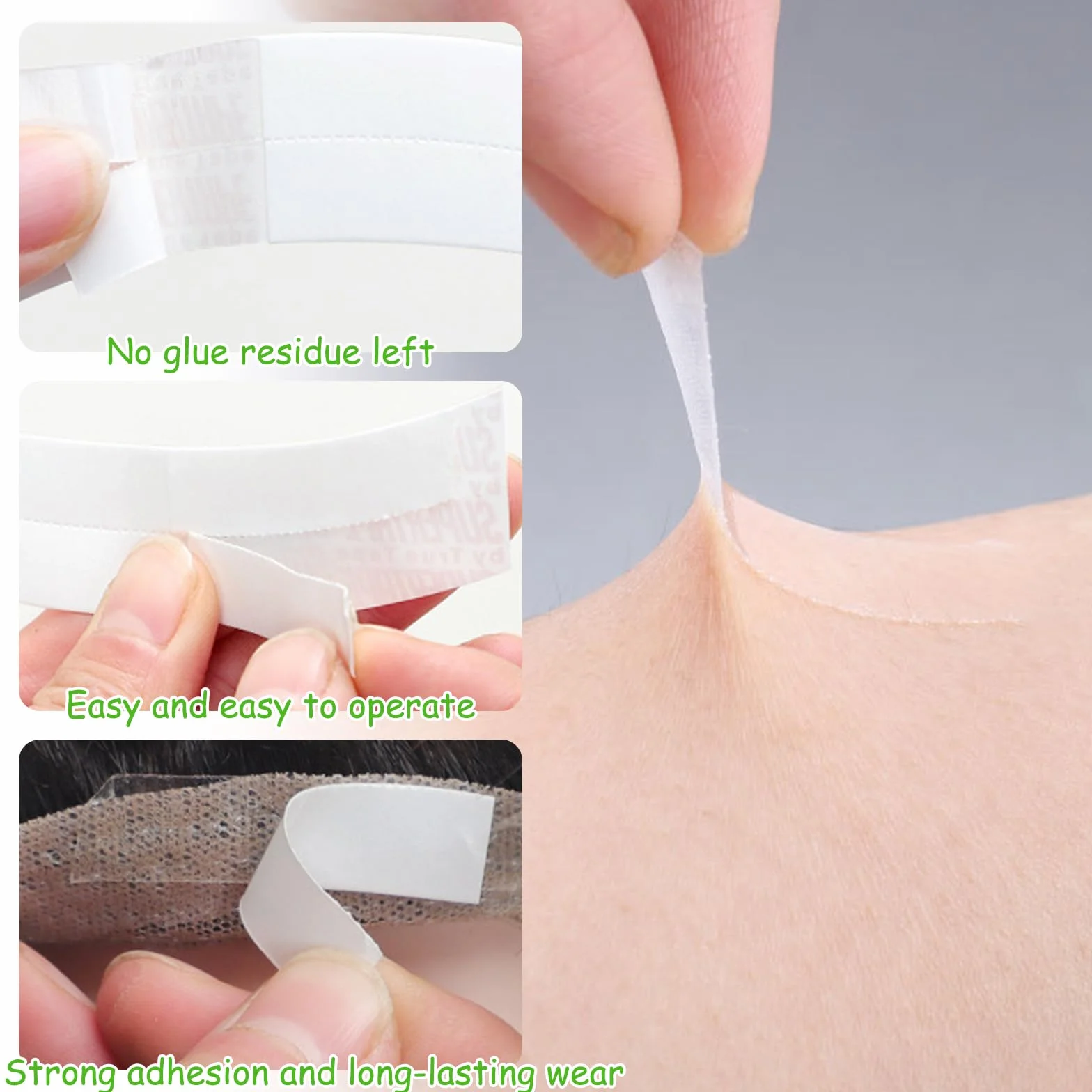 Cinta Adhesiva Doble Cara Invisible Impermeable 72 Piezas para Pelucas y Trama del Cabello