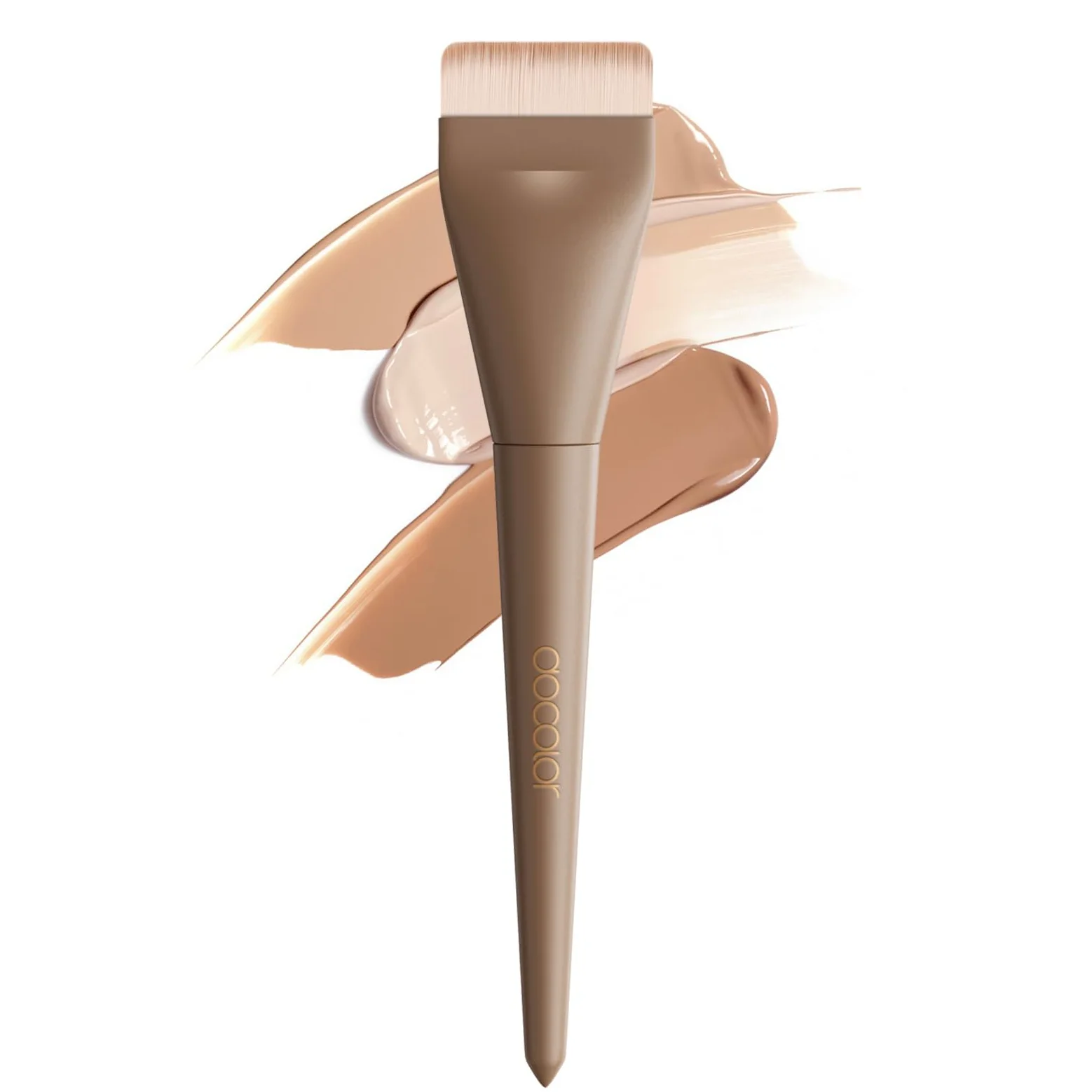 Docolor Brocha Plana para Maquillaje Líquido, Brocha Ultrafina Facial Profesional Premium para Base Líquida y Cremas, Herramienta de Korean Maquillaje Facial Delgada con Diseño Plano, Color Caqui