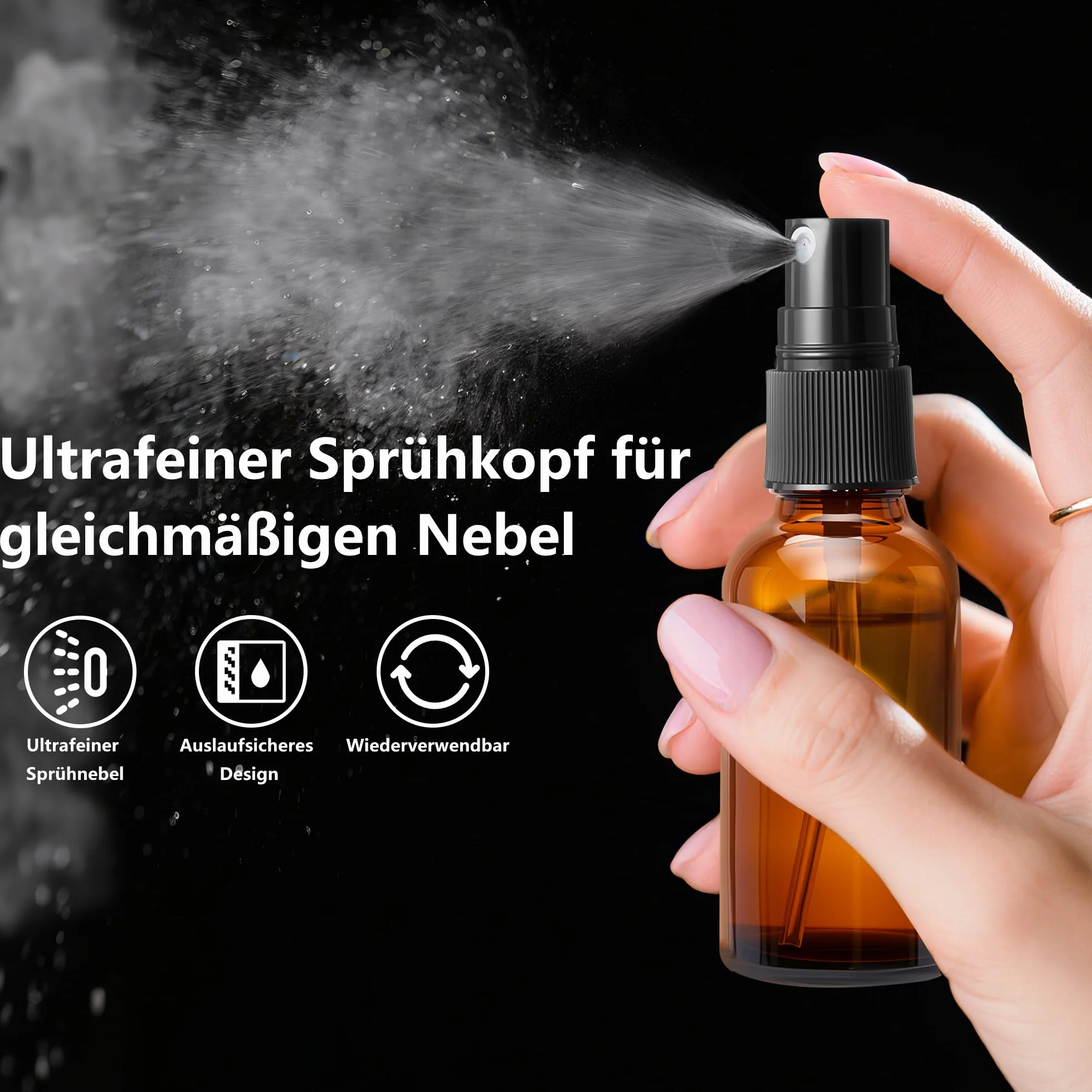 Elalove 6 botellas pulverizadoras de vidrio ámbar 30ml con cuentagotas para aceites esenciales