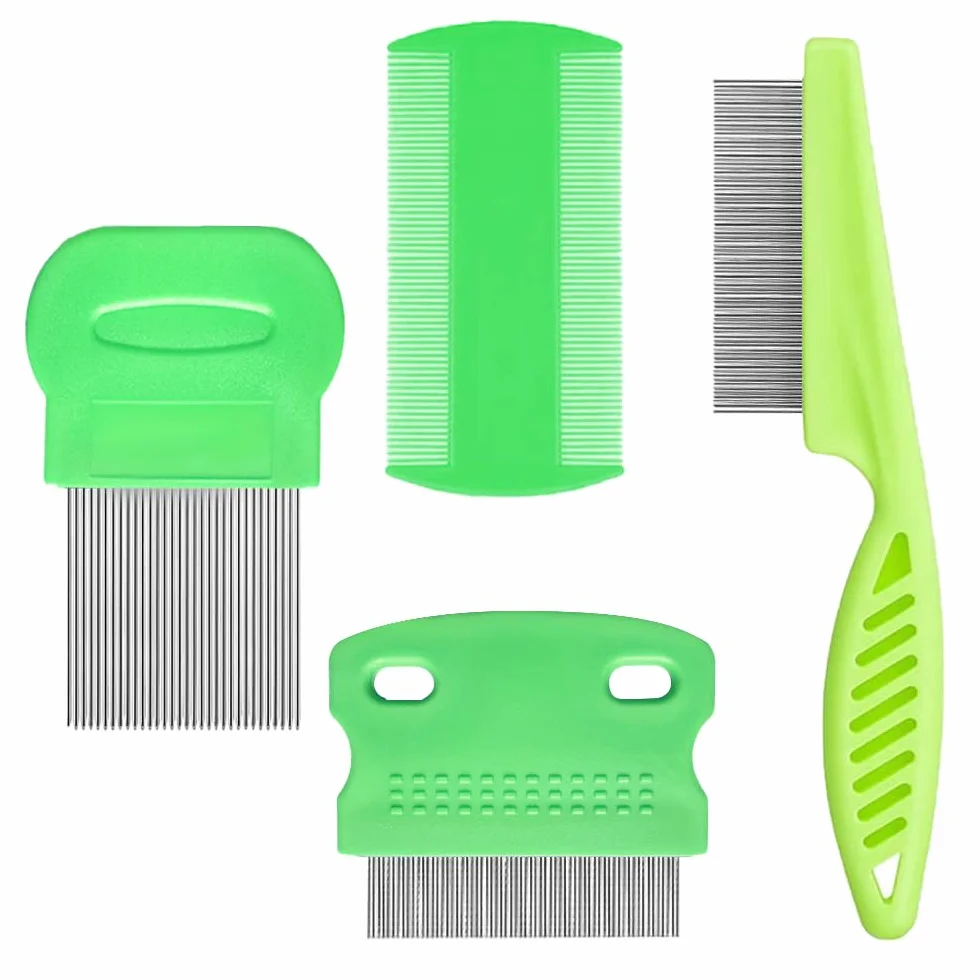 Peine para Piojos de Dientes Finos Doble Cara, 4 Piezas, Eliminar Caspa y Liendres
