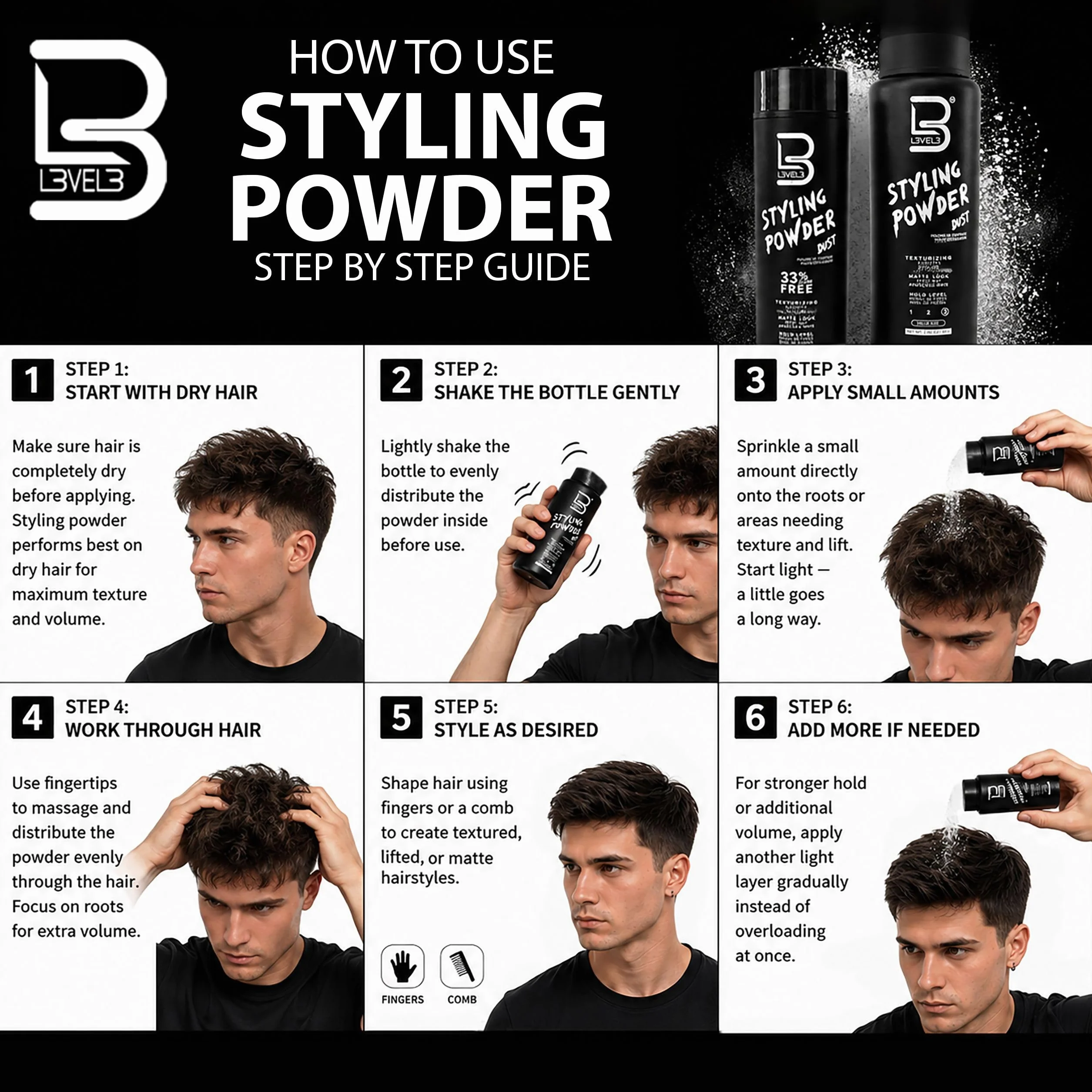 L3VEL3 Styling Powder For Men 1 oz