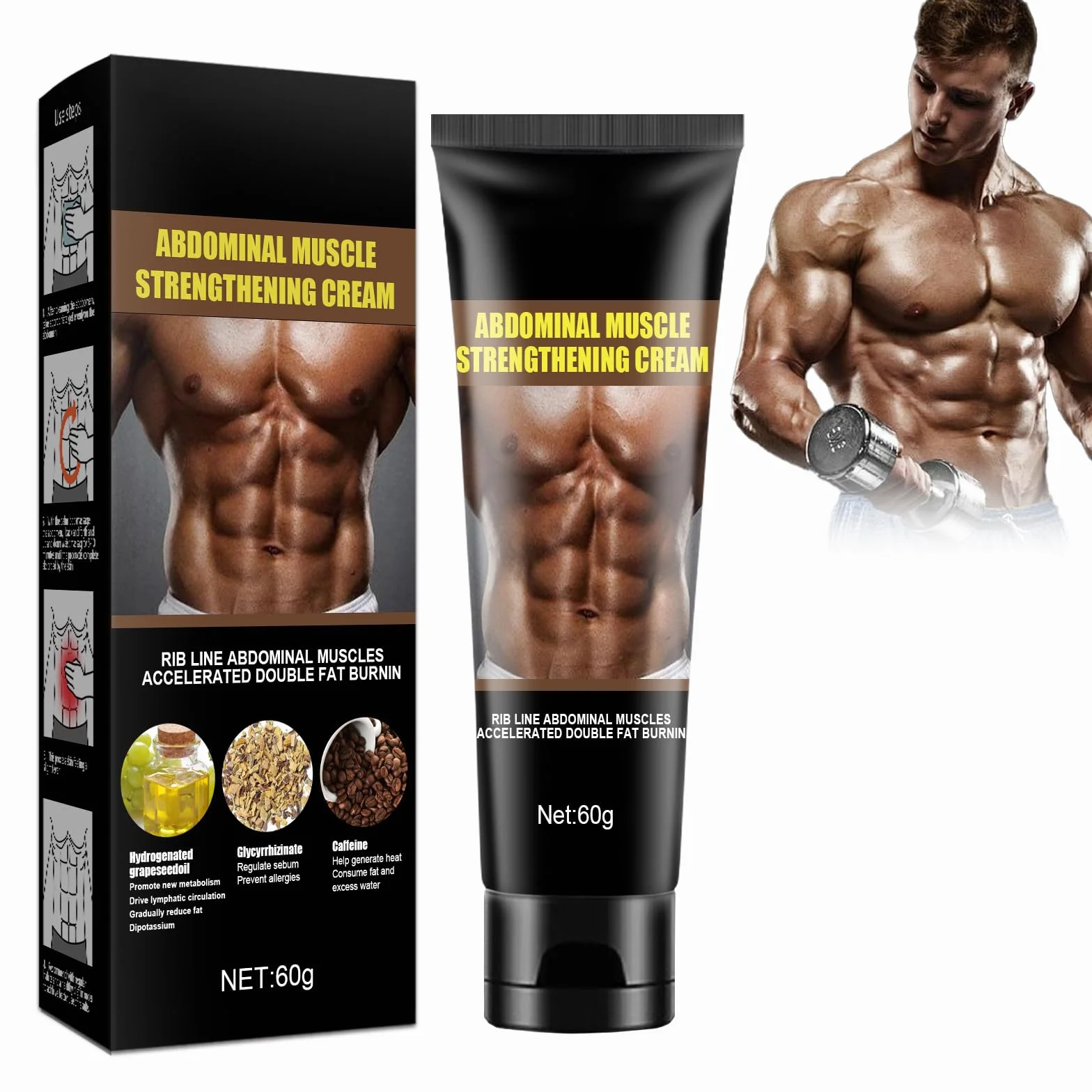 Crema Caliente Reductora Quemagrasas Abdominales Cintura Glúteos 60g