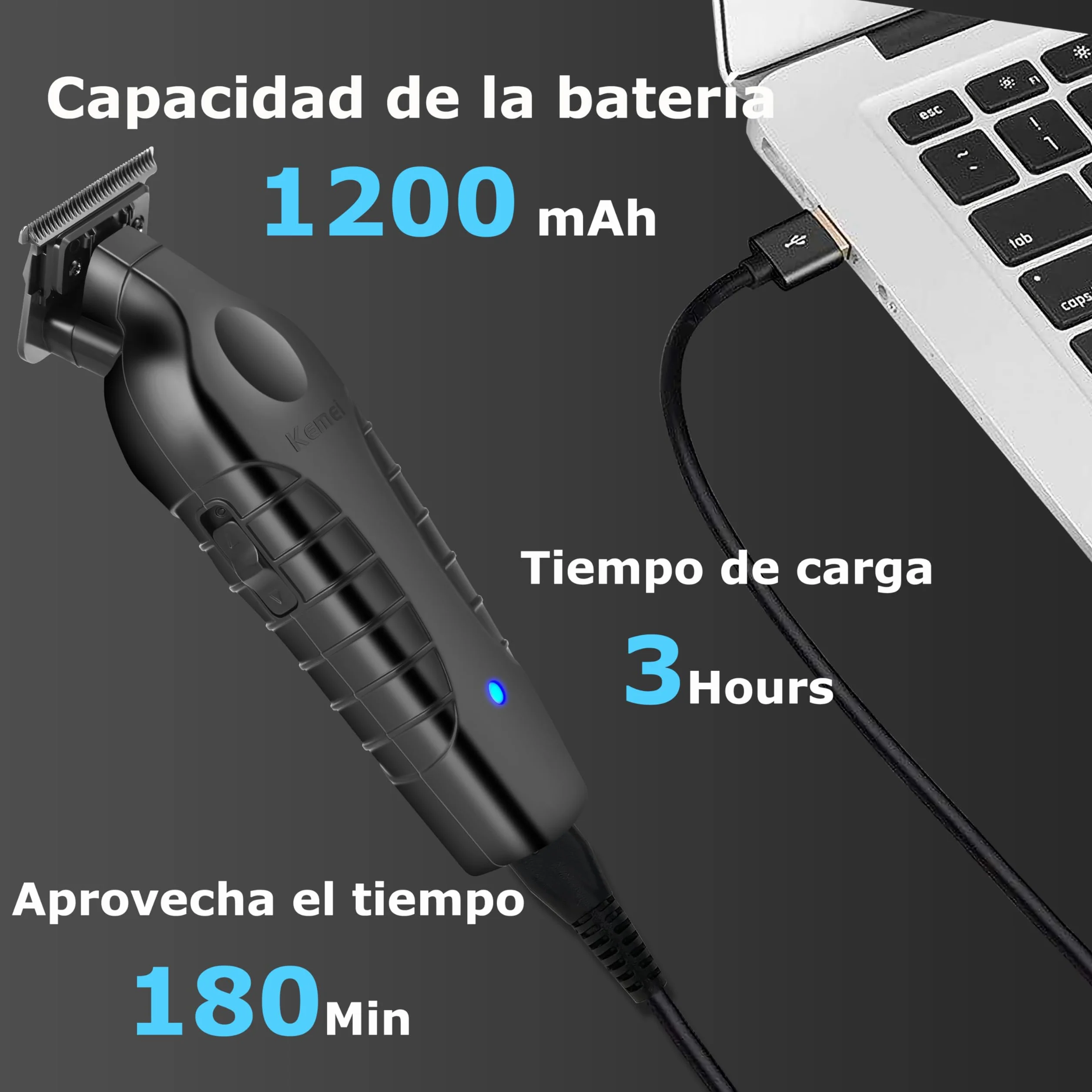 Kemei PG2299 Recortadora de Pelo Profesional para Hombres, Kit Inalámbrico
