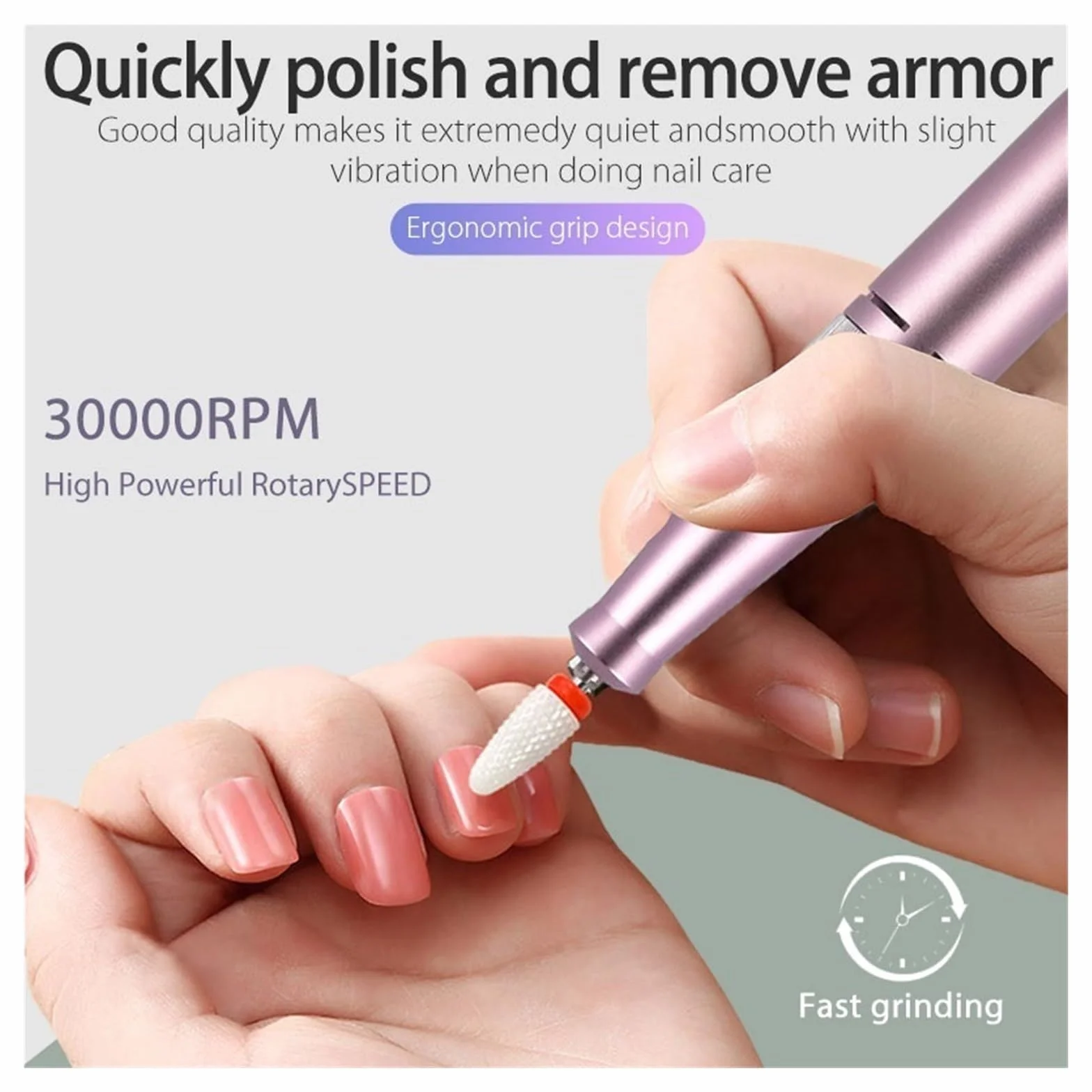Taladro eléctrico for uñas, máquina de manicura profesional de 30000RPM, aparato for manicura, Kit de pedicura, lima de uñas con herramienta cortadora de uñas(Pink-C)