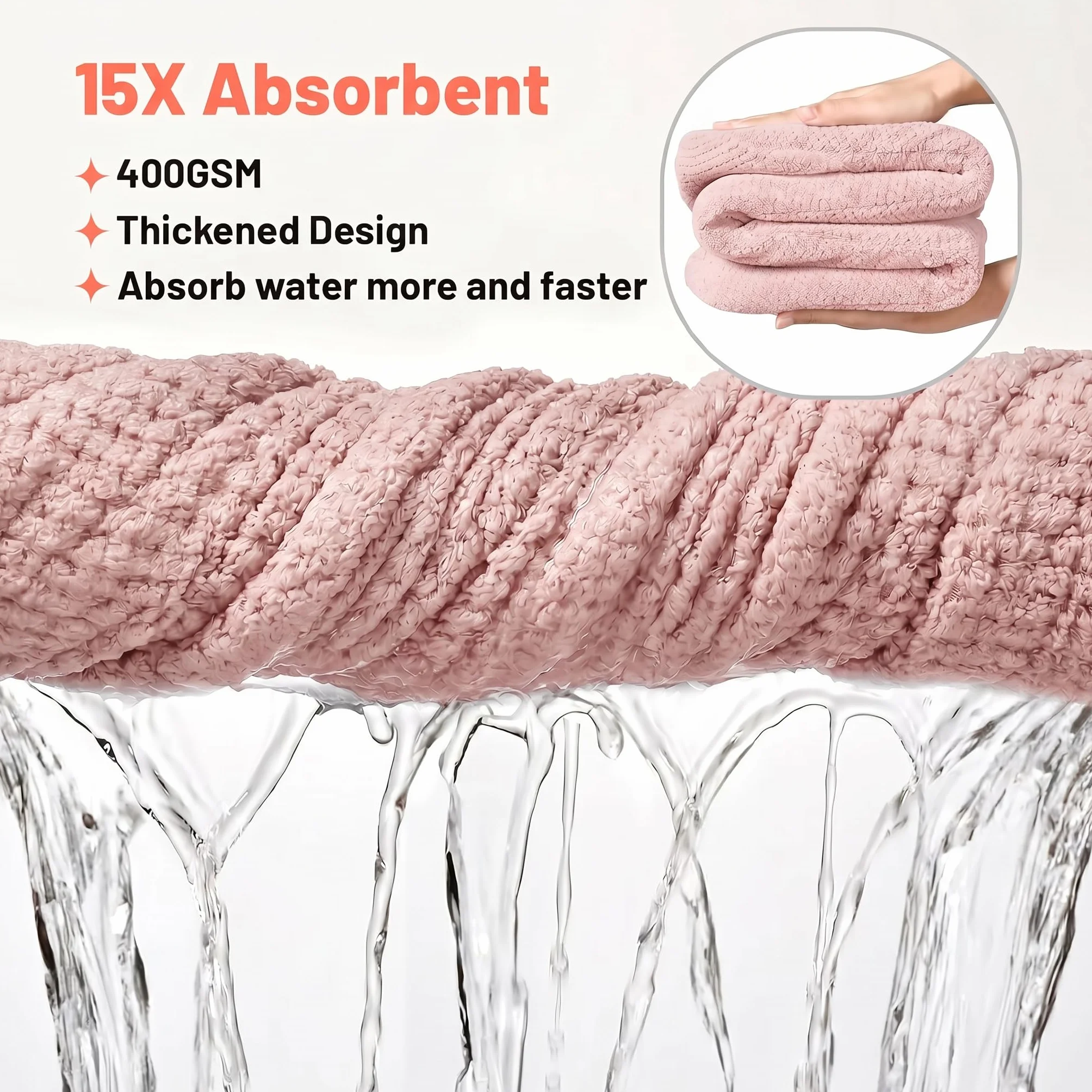 KU Toalla Microfibra Pelo 3 Unidades - Turbante con Botón, Ultra Absorbente Suave, para Pelo Largo Rizado
