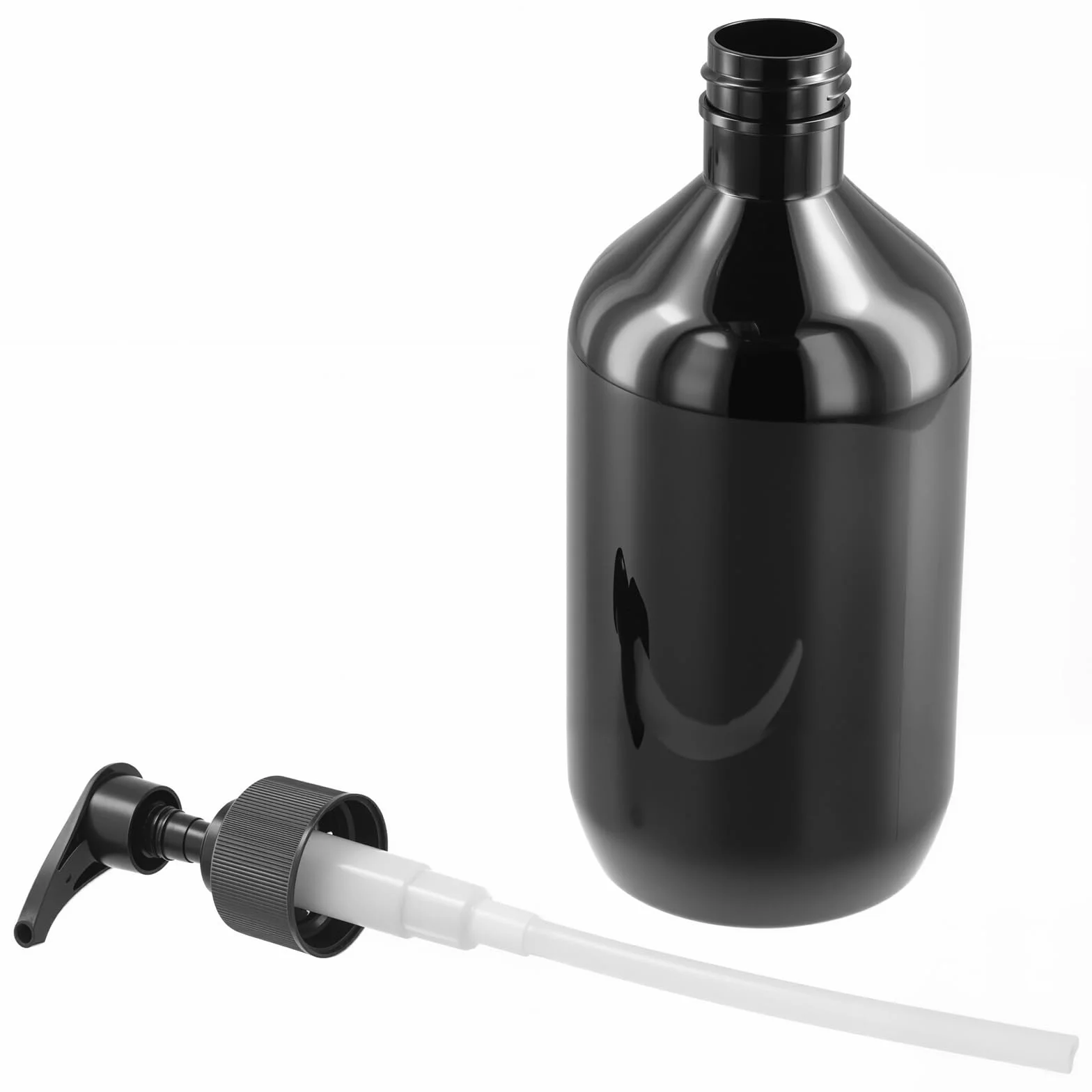 8 Botellas Dispensadoras de 500 ml Rellenables, Color Negro con Bomba, para Champú, Gel de Ducha, Jabón Líquido y Loción, Botellas de Plástico Recargables para Baño
