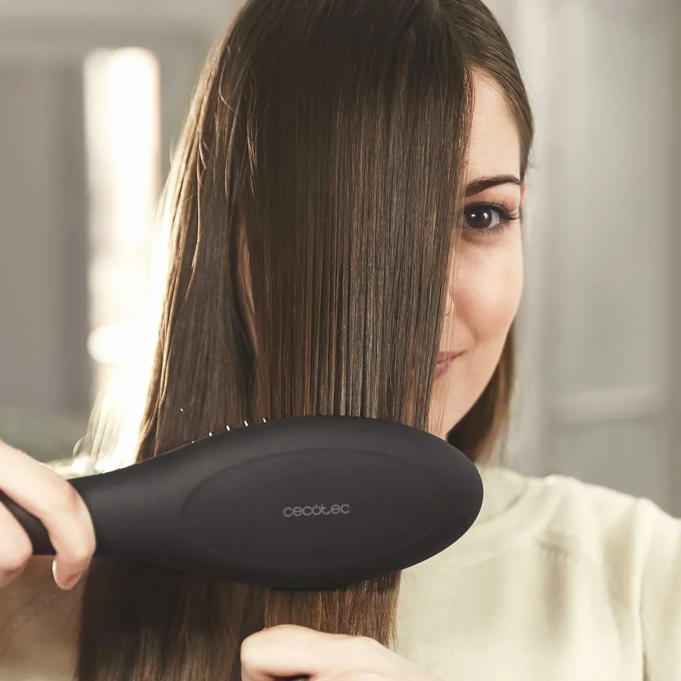 Cecotec Cepillo Alisador Eléctrico Bamba InstantCare 900 Perfect Brush, 61 W, Revestimiento de Queratina y Aceite de Argán, Temperatura Regulable, Cabezal Cerámico, Autoapagado