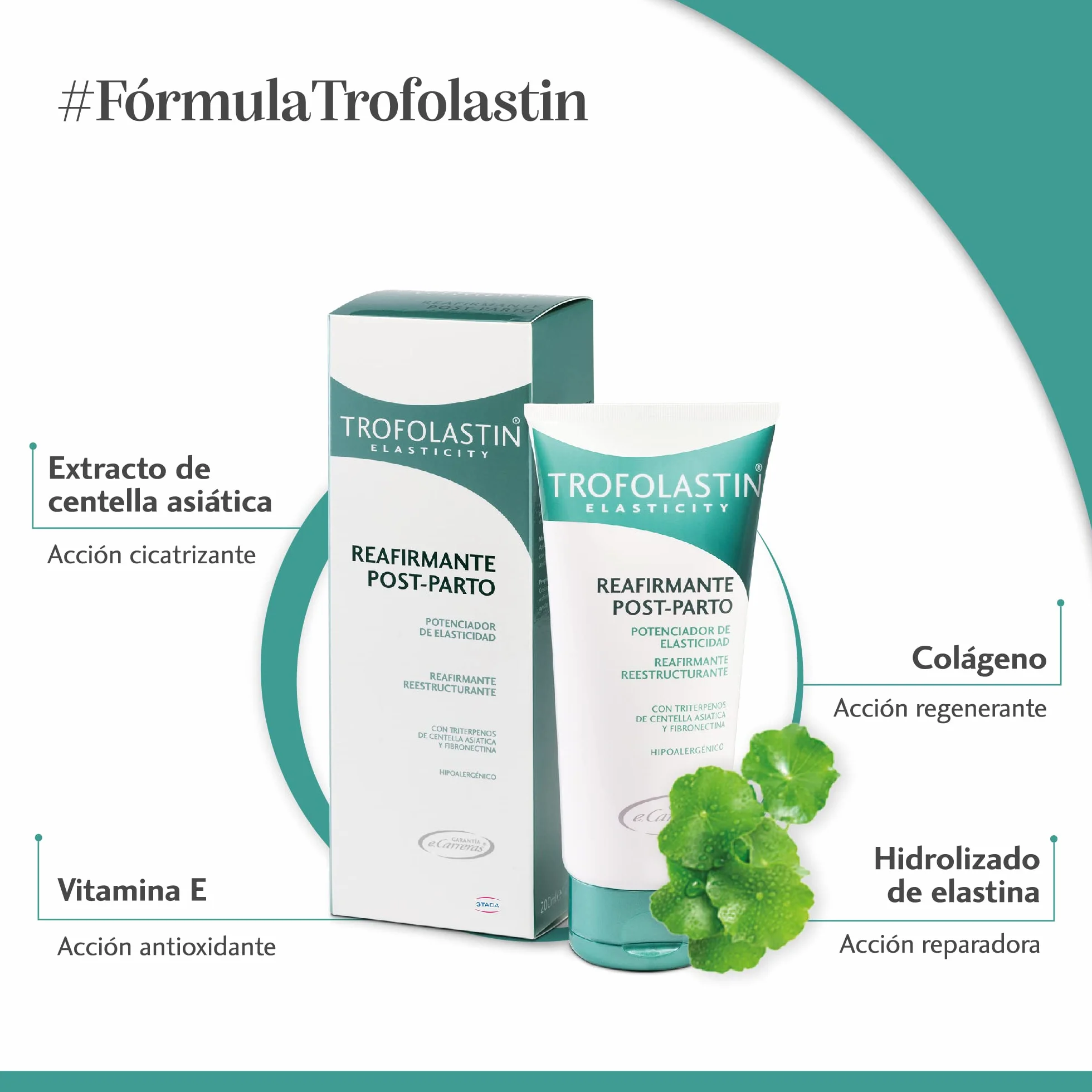 Trofolastin Crema Reafirmante Postparto con Colágeno y Centella Asiática, 200ml