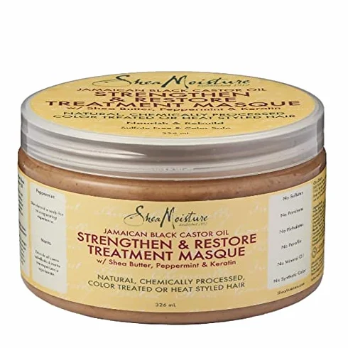 SheaMoisture Mascarilla Strengthen & Restore, Cabello Tratado y Debilitado, 355 ml