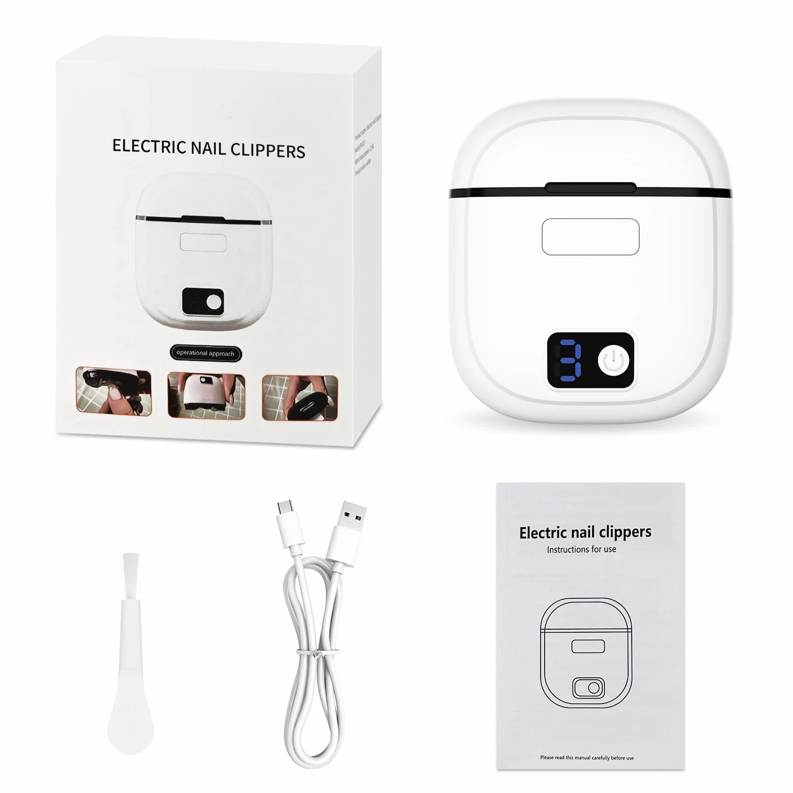 Cortaúñas eléctrico, cortaúñas eléctrico automático de 3 velocidades para adultos, personas mayores, bebés y niños con luz LED, cortaúñas eléctrico recargable para hombres, mujeres y niños, cortador