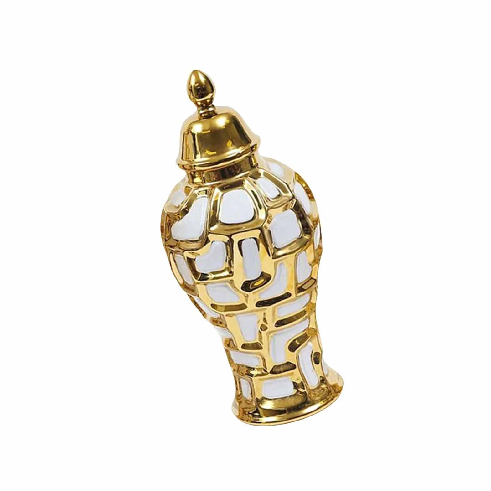 Florero de cerámica con abovedada, Recipiente para cosméticos con galvanoplastia para Decoraciones del hogar y la Boda, Elegante Recipiente para tarros de
