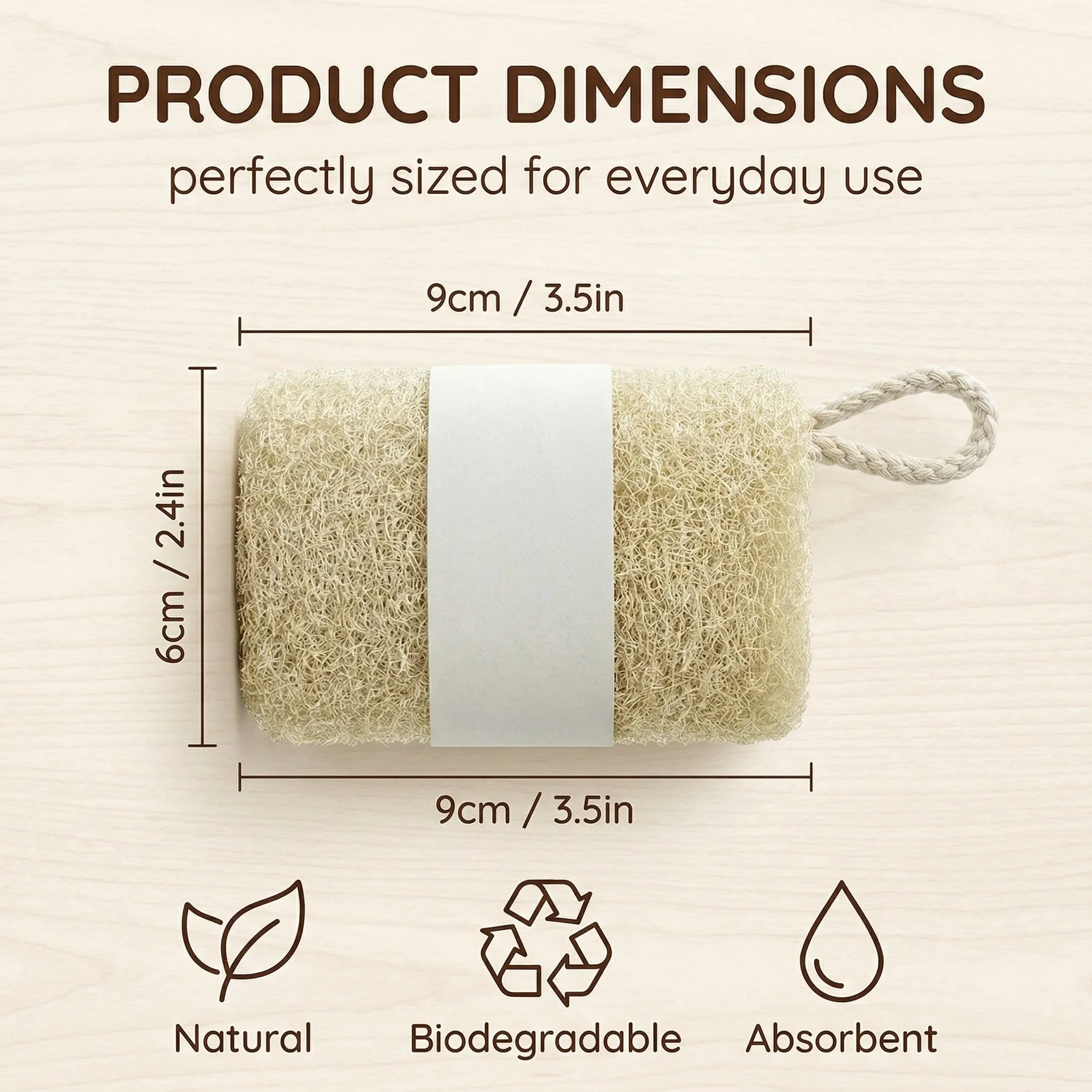 Esponjas de Luffa Orgánicas Naturales, Compostables para Cocina y Limpieza, 6 Piezas
