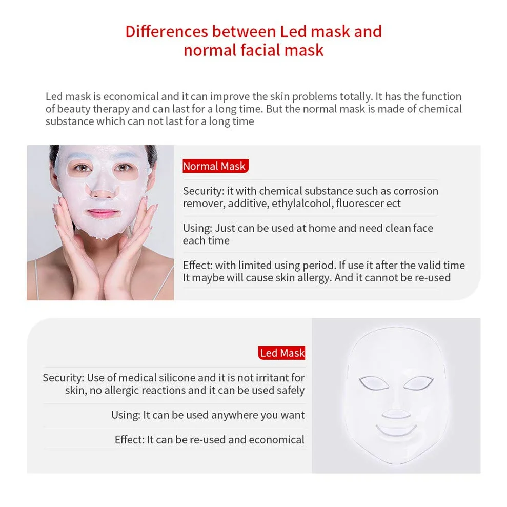 7 Color LED Máscara Light Therapy LED Máscara Photon Con Cuello Máscara Facial De Cuello LED EMS Micro Corriente Antiarrugas Anti Acné Rejuvenecimiento De La Piel Máquina De Belleza
