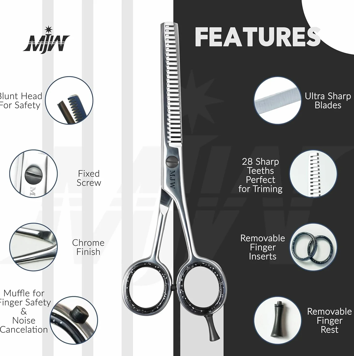 Tijeras para Adelgazar el Cabello de Acero Inoxidable - Tijeras de Dientes para Texturizar y Estratificar