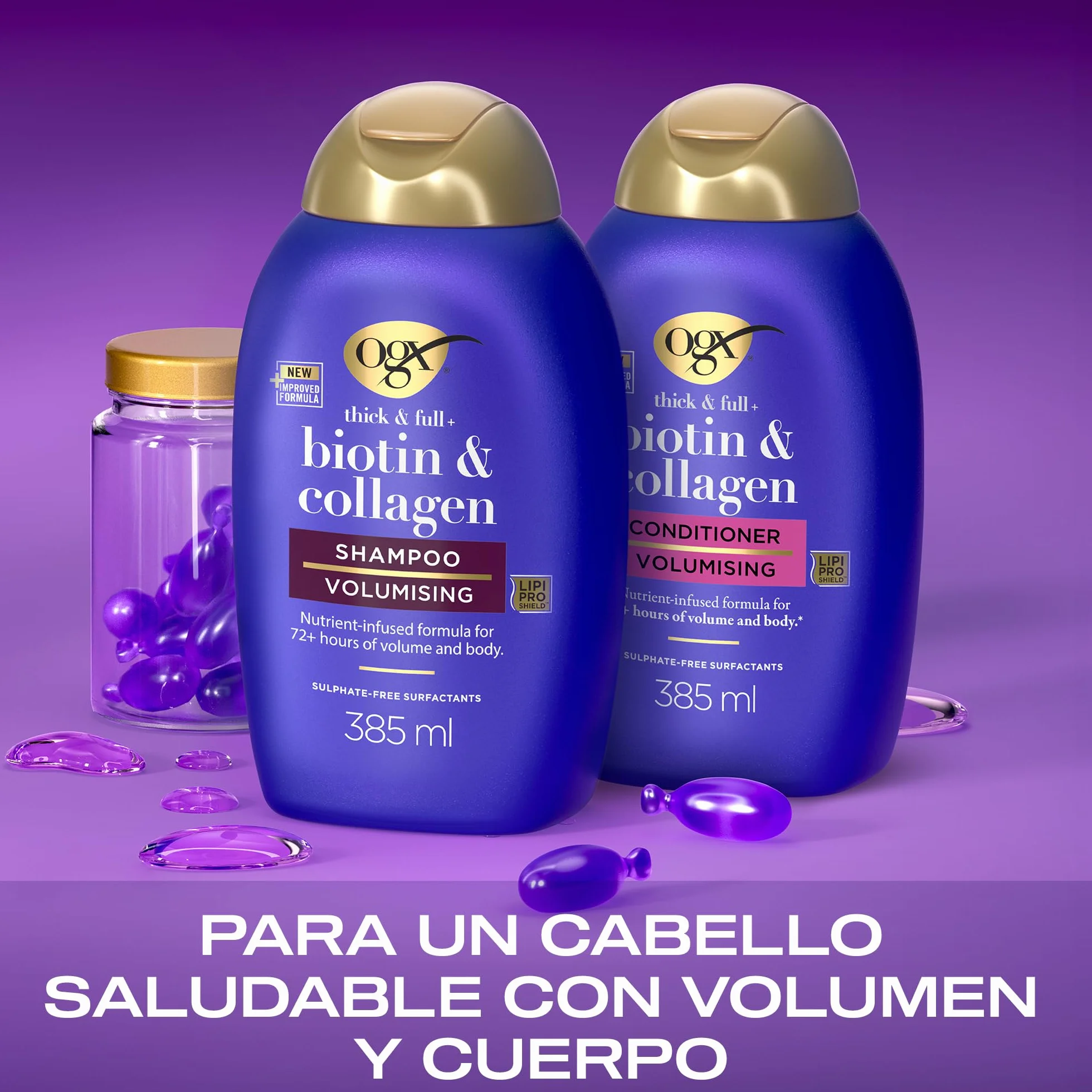 OGX Biotin & Collagen Thick & Full+ Shampoo and Conditioner Set, 2x385 ml