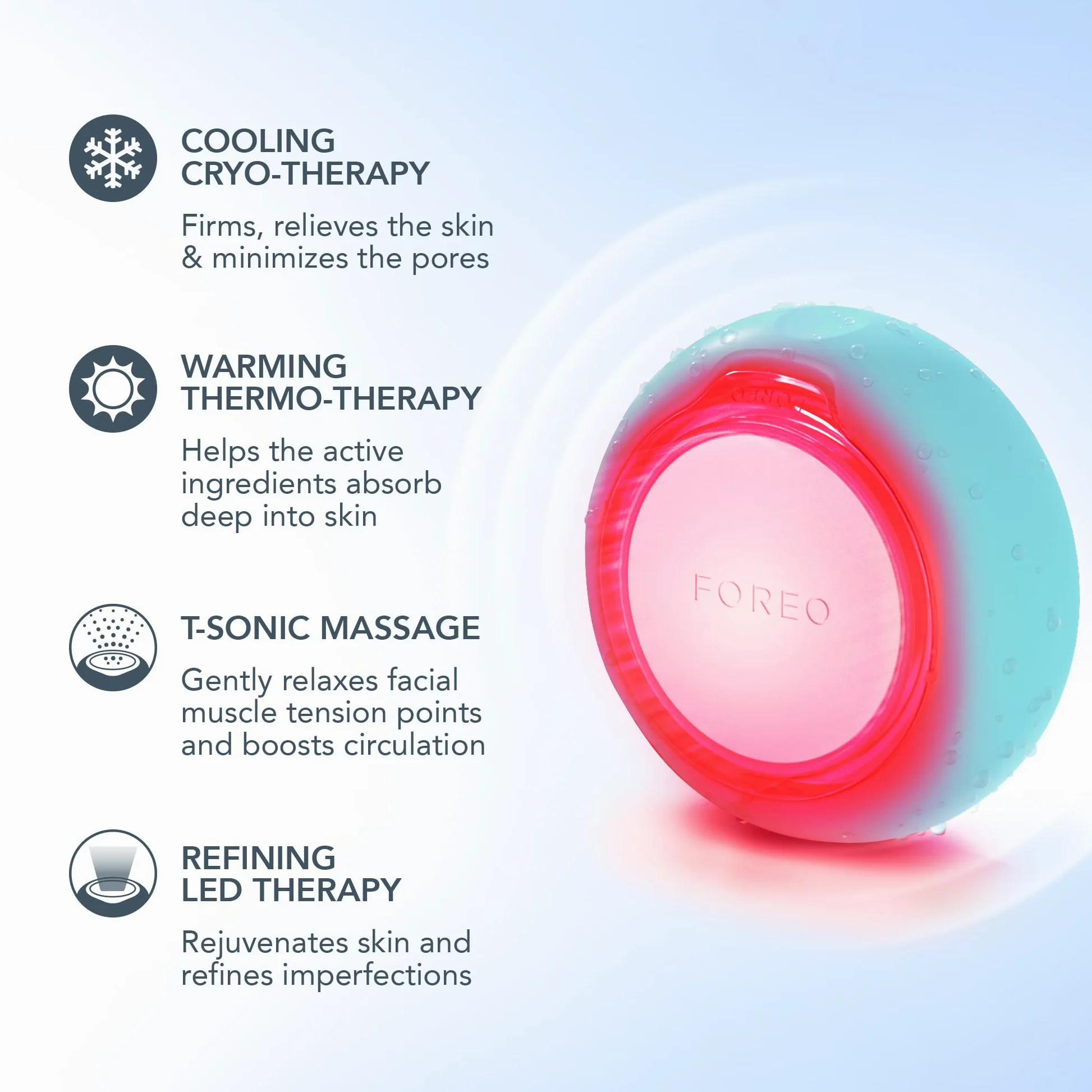 FOREO UFO 3, hidratación facial profunda, Spa facial 5 en 1, Terapia con luz LED roja, termoterapia, crioterapia, masajeador facial T-Sonic, cuidado facial antiedad, Arctic Blue | Mascarilla LED, Mascarilla luz roja, Cuidado facial, Calentamiento, Enfriam