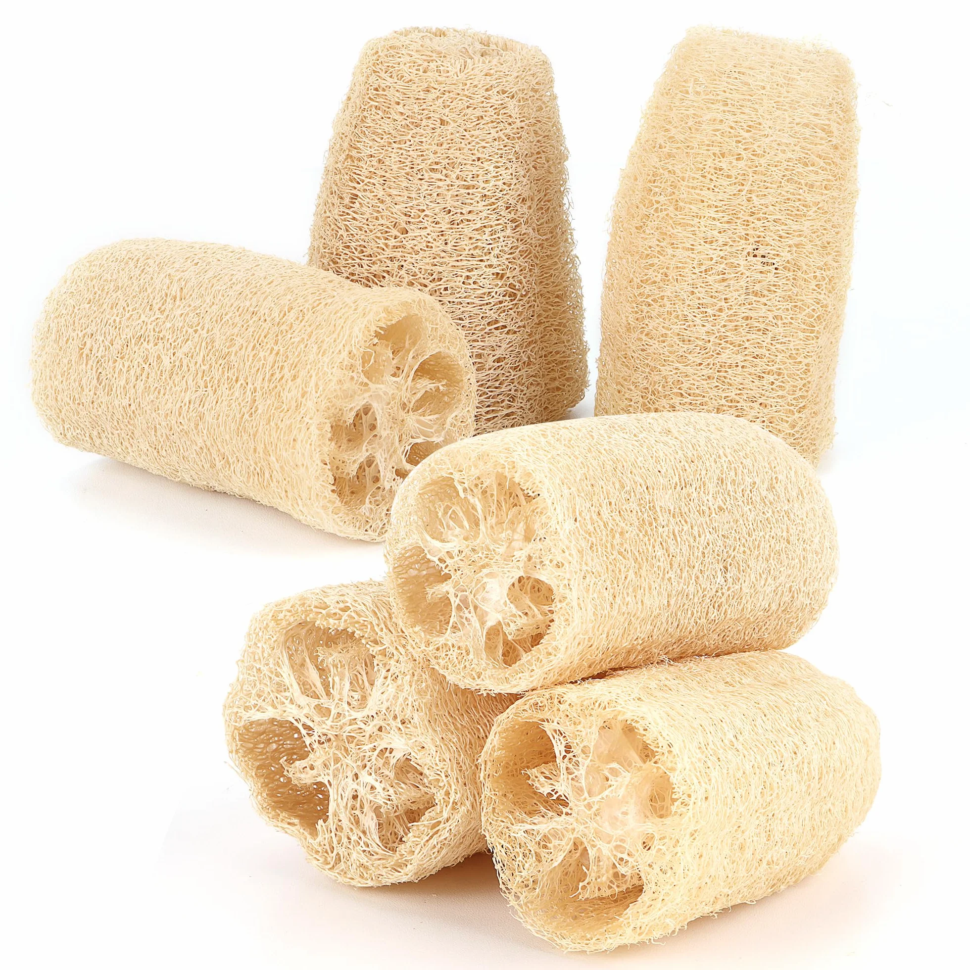 Esponjas de Luffa Naturales 6 PCS, Esponja Exfoliante para Ducha y Cocina