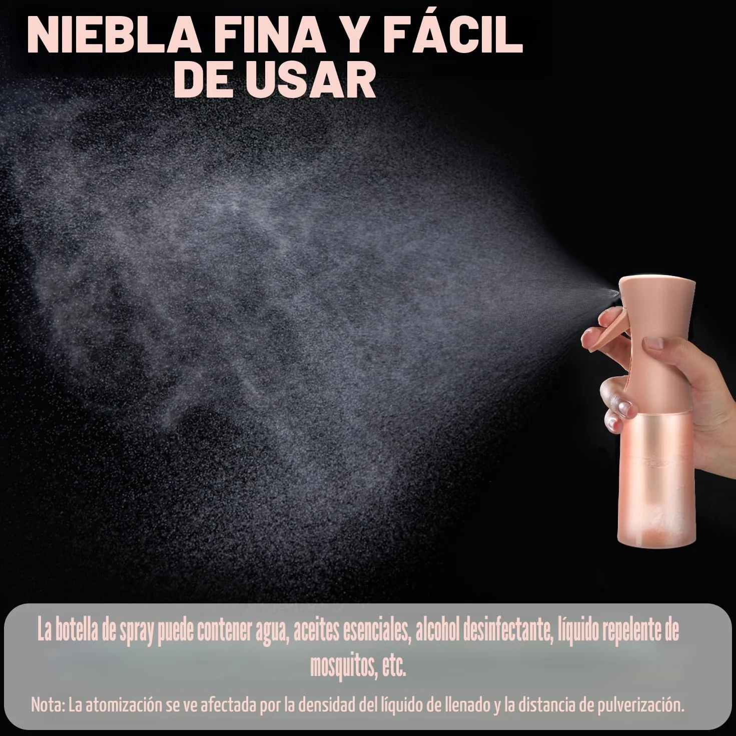Botella de spray para el cuidado del cabello, piel, plantas, limpieza