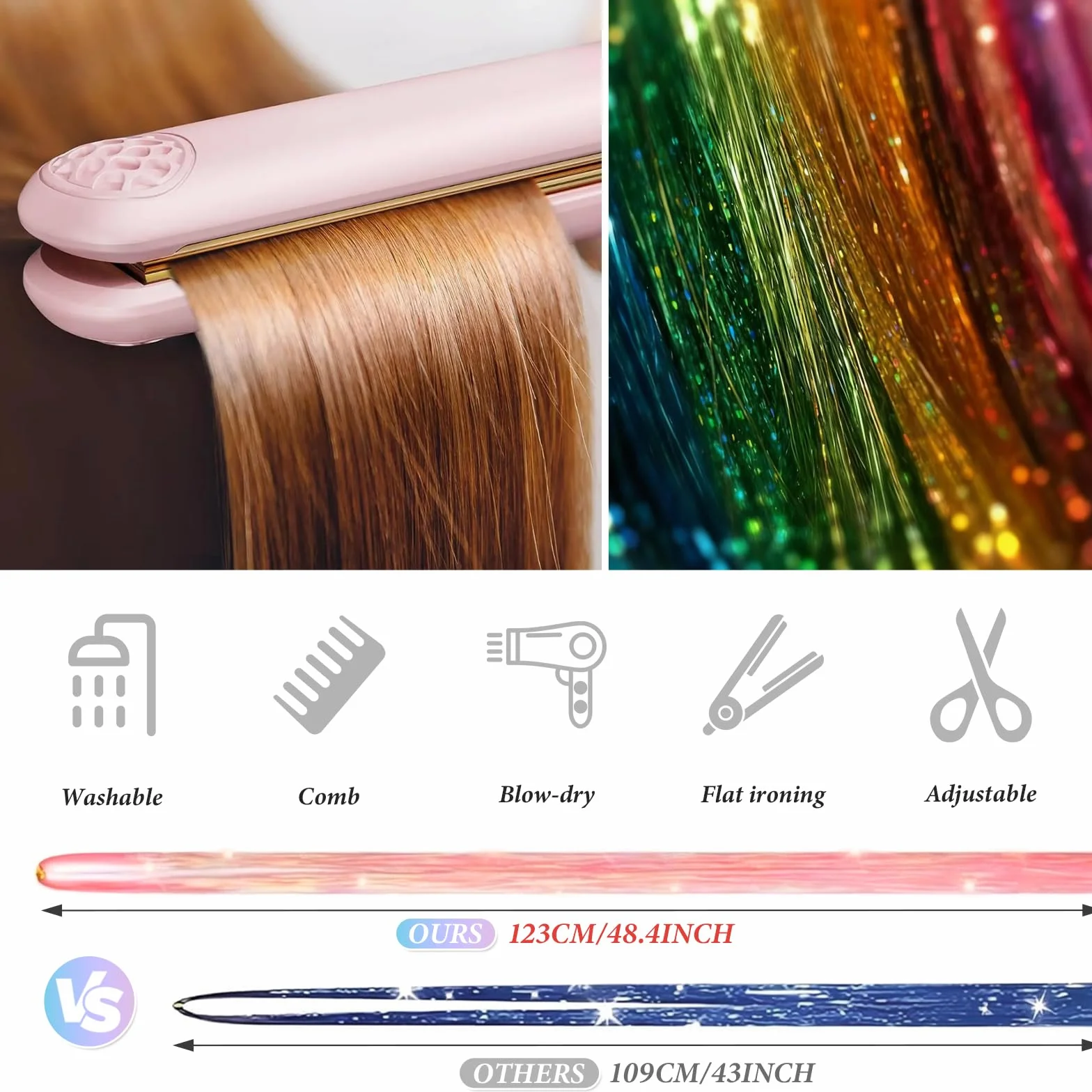 Kit De 16 Colores De Paillettes Extensiones Para Pelo, 3200 Mechas Brillantes