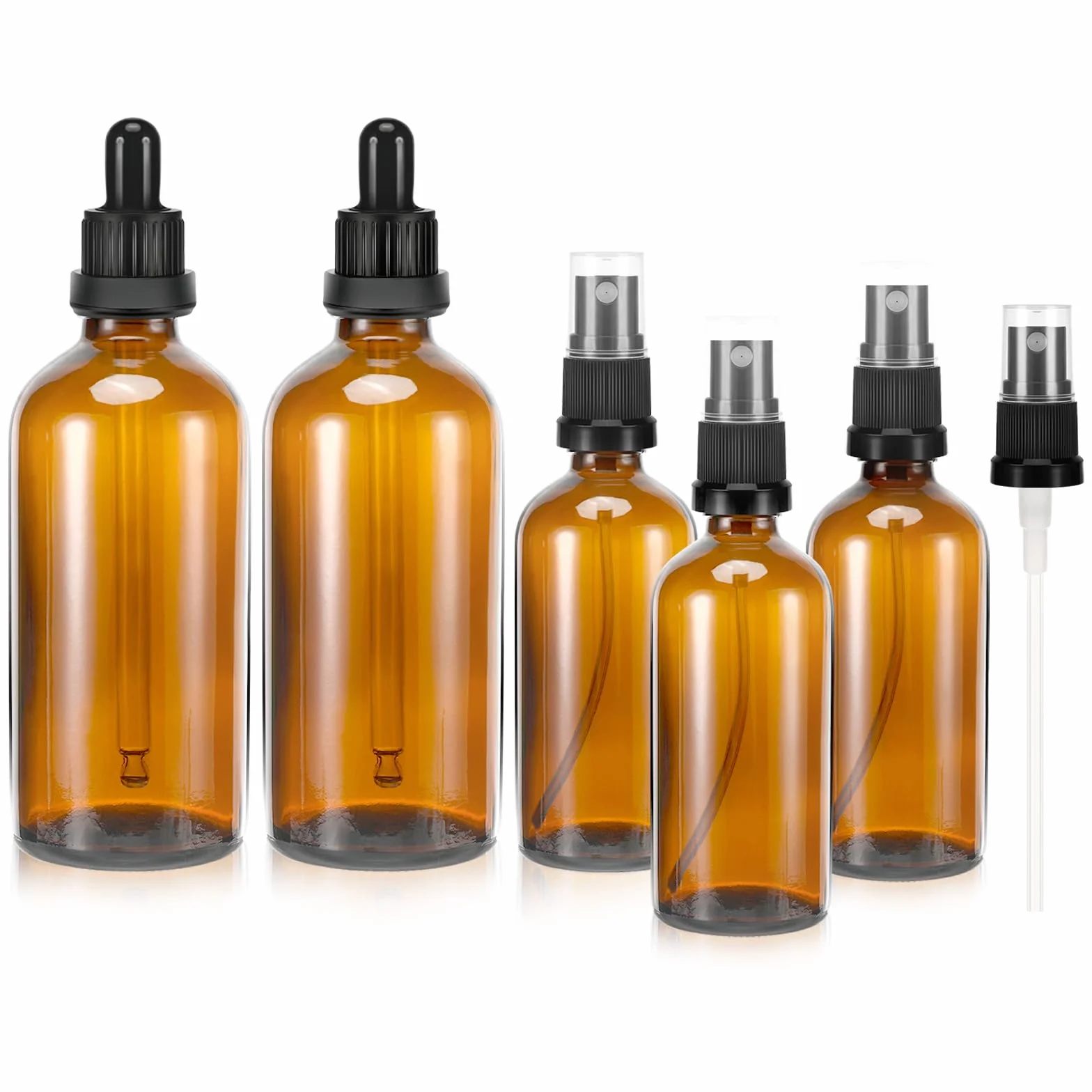 Zikenis 5 piezas Braun atomizador botella pulverizadora 2 x 100 ml 3 x 50 ml con protección UV