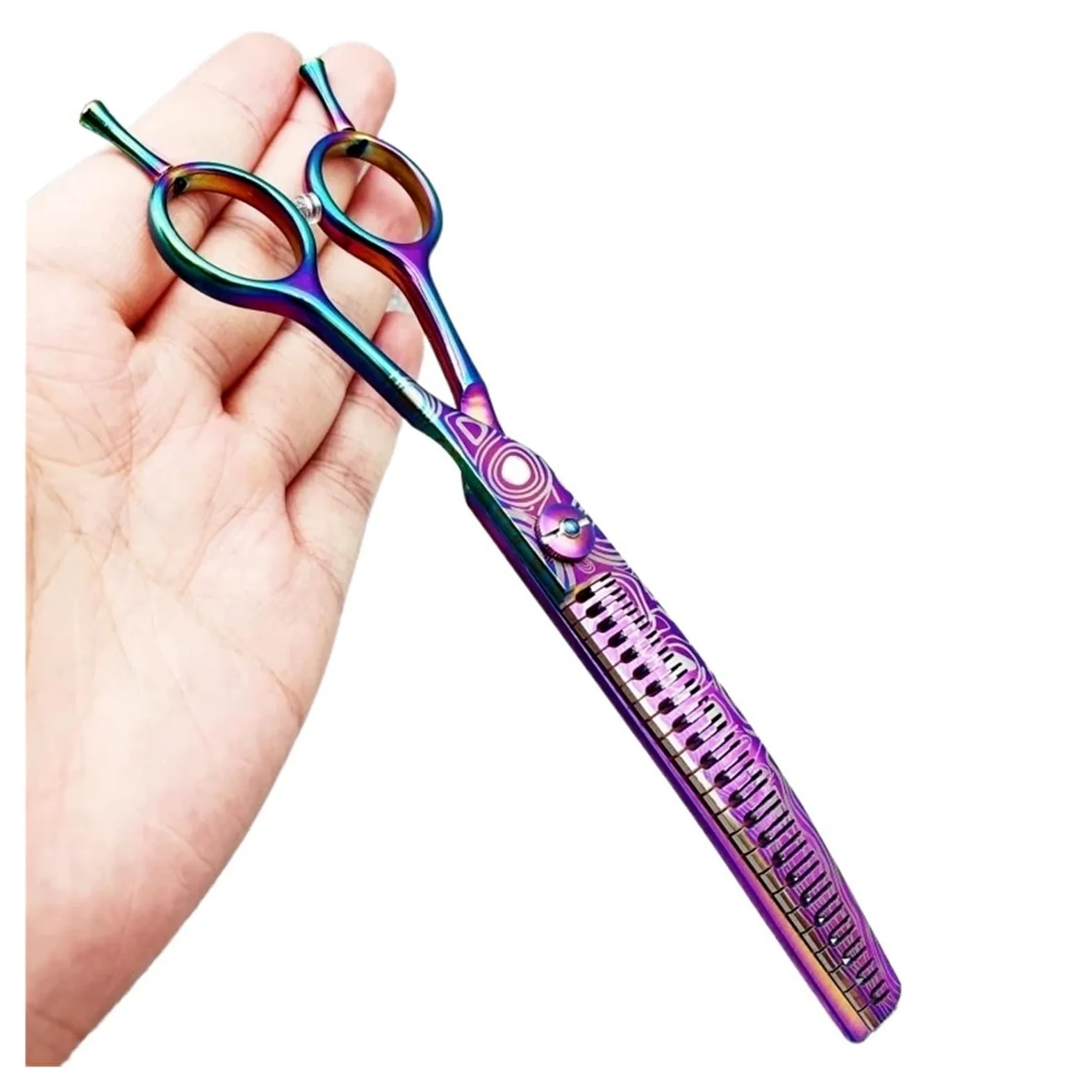 Tijeras Peluqueria Tijeras de peluquería profesionales 7,48 pulgadas, tijeras entresacar curvas(Blue straight)
