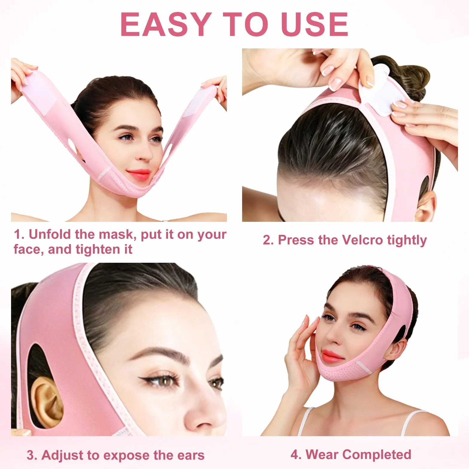 Mascarilla de doble barbilla ajustable para hombre y mujer, elevación línea V, reutilizable