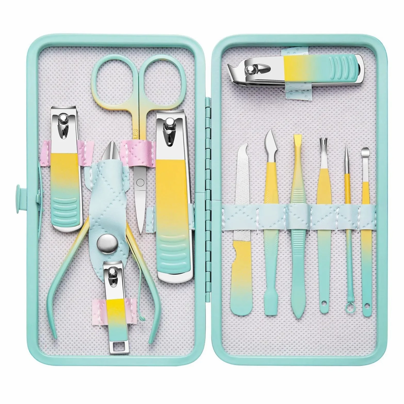 Kit de cortaúñas Juego de cortaúñas de Acero Inoxidable de 7 a 18 Piezas con Bolsa Plegable, Kit de manicura, Tijeras, Herramienta de Maquillaje y Belleza Set de manicura(18 pcs)