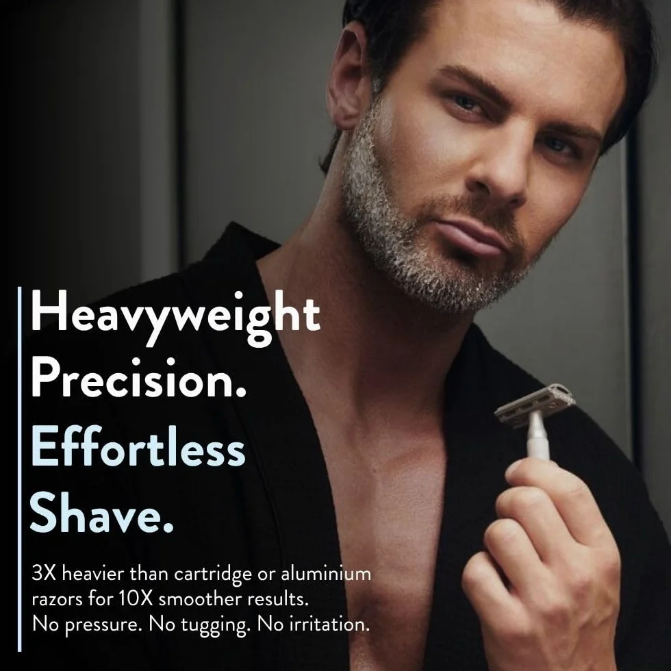 Rockwell Razors 6S Stainless Steel Adjustable Double Edge Safety Razor with 5 Swedish Blades
