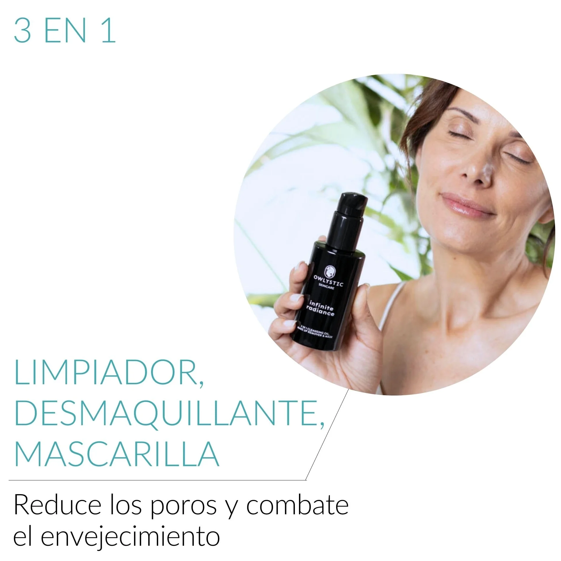 OWLYSTIC Aceite Limpiador Facial 3 en 1 - Mascarilla Limpiadora Desmaquillante - BIO Vegano 100% MADE IN ITALY - Aceite Desmaquillante Facial Delicado para Limpieza Profunda - Todo Tipo de Piel 150ml