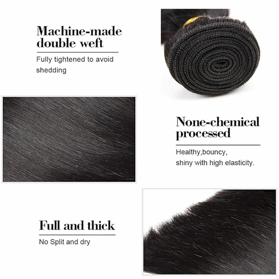 2Shoaiye 50g #1B ST paquetes de cabello humano 34 pulgadas
