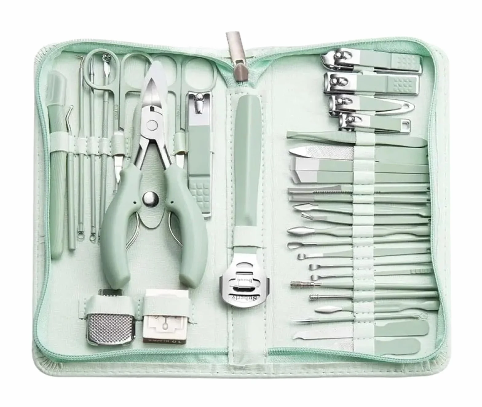 Kit de manicura de acero inoxidable de 30/35 PC(Light Green 35 in 1)
