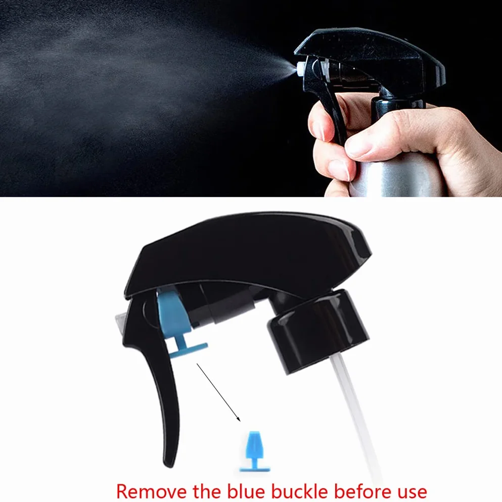 Spray de Aluminio Plata 500ml Botella Vacía con Pulverizador Negro de Niebla Fina Atomizador para Limpieza