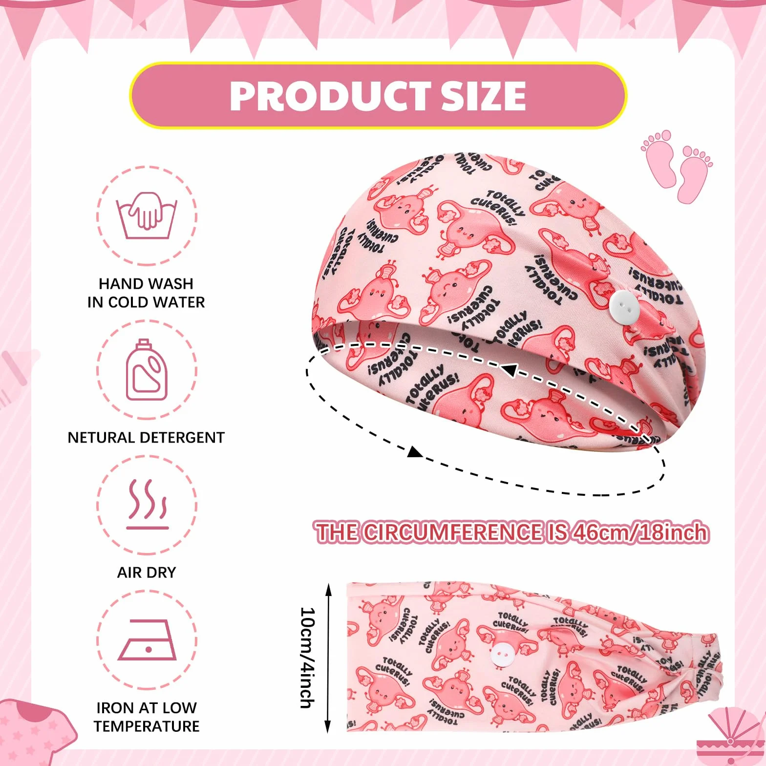 12 diademas antideslizantes para enfermeras de parto y parto con botones para máscara, accesorios de trabajo, protección de oídos, bandas para el cabello, regalo para enfermeras y médicos