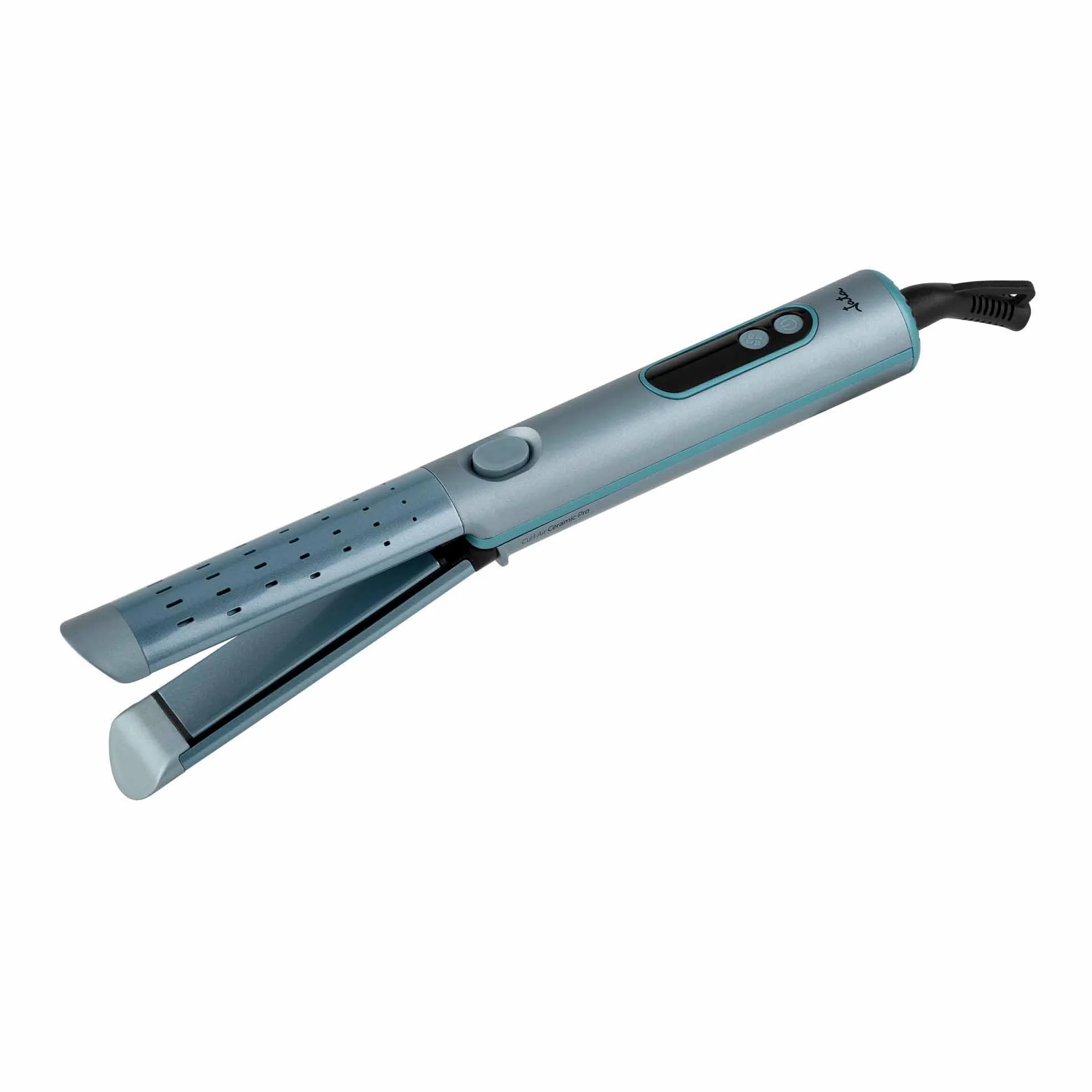 JATA JBPP1588 - Plancha de Pelo y Rizador con Aire, Tecnología Cool Air, Placas Cerámicas Flotantes, 4 Temperaturas 140-200ºC, Alisador y Rizador Profesional