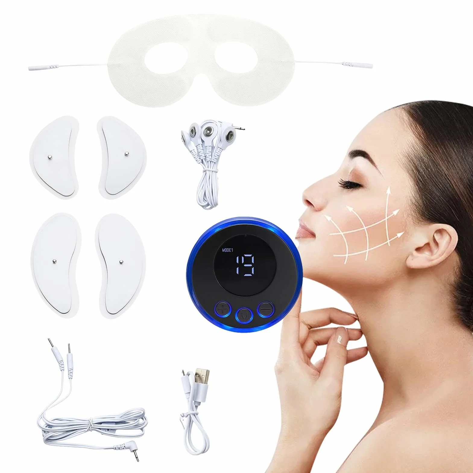 Máquina de lifting facial EMS Masajeador facial eléctrico estimulación muscular microcorriente anti-envejecimiento inalámbrico