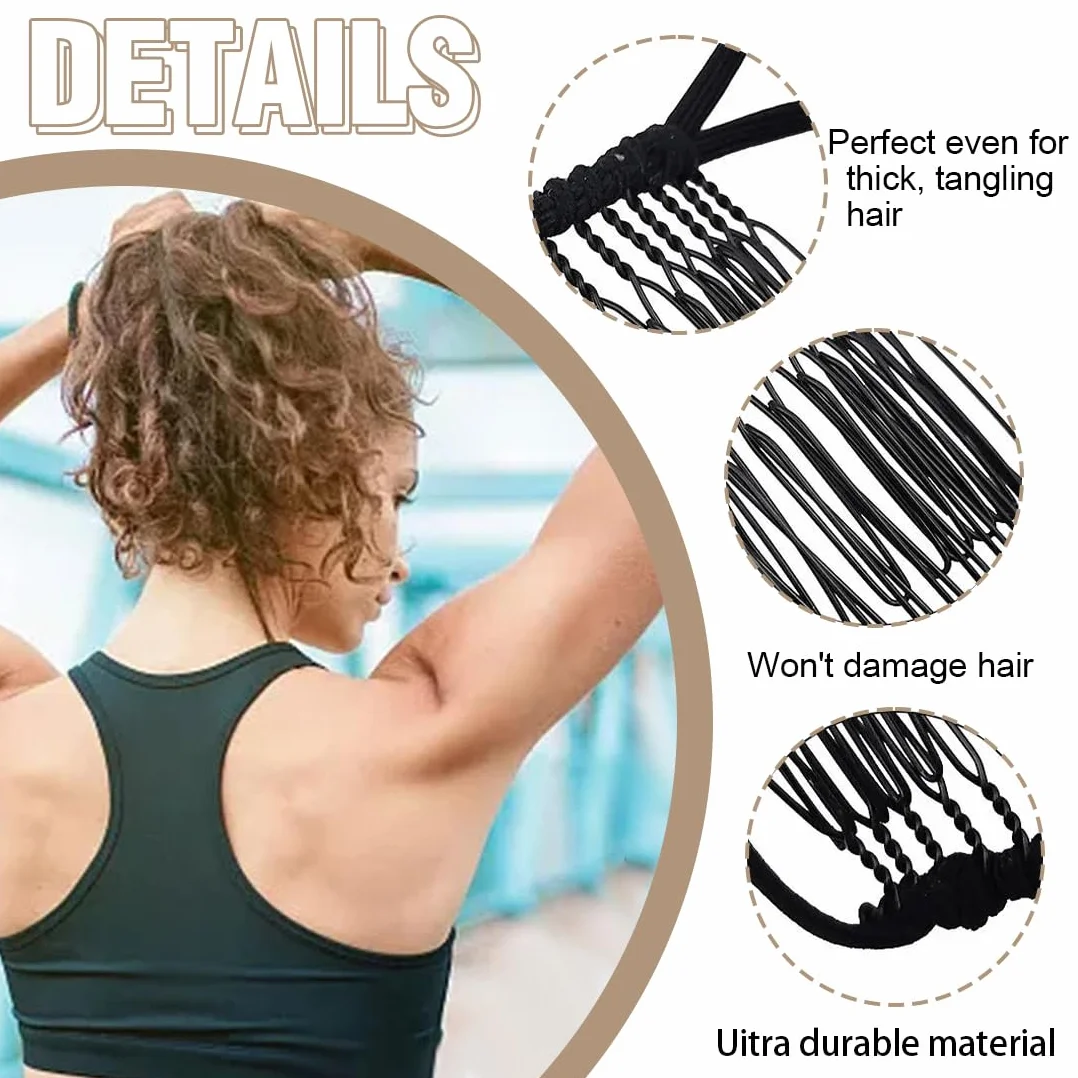 Pinza De Plátano Para El Cabello 30 Dientes Clip De Plátano Peines Decorativos Para Cabello Rizado Ondulado Grueso (Negro)