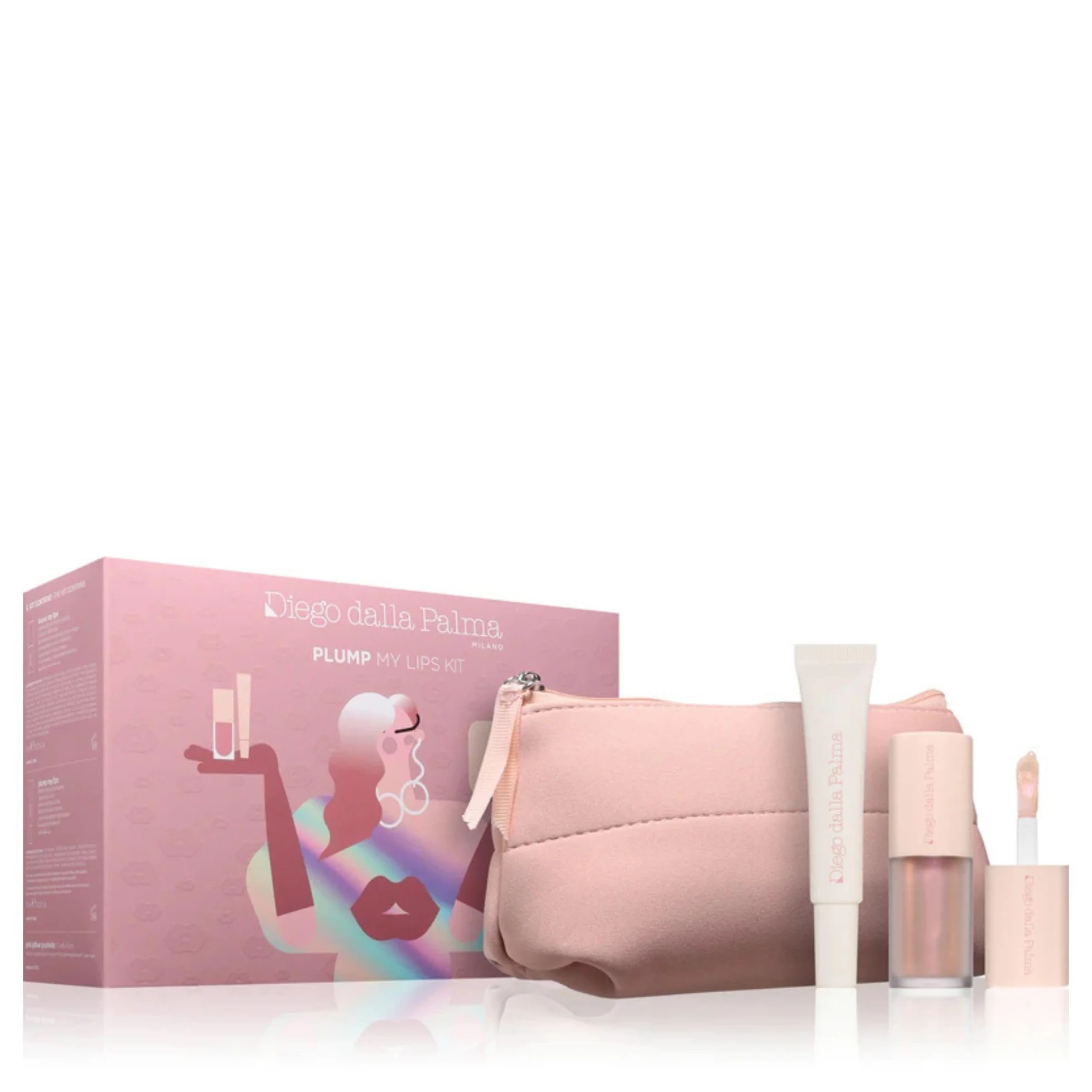 Diego Dalla Palma Plump My Lips Kit – Kit de labios con brillo de volumen y tratamiento | Bolsa incluida | Efecto de relleno e hidratante | Idea de regalo Beauty