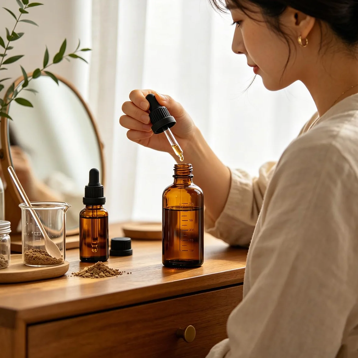 Botellas de vidrio ámbar 100 ml con pipeta cuentagotas negra para aceite esencial perfumes