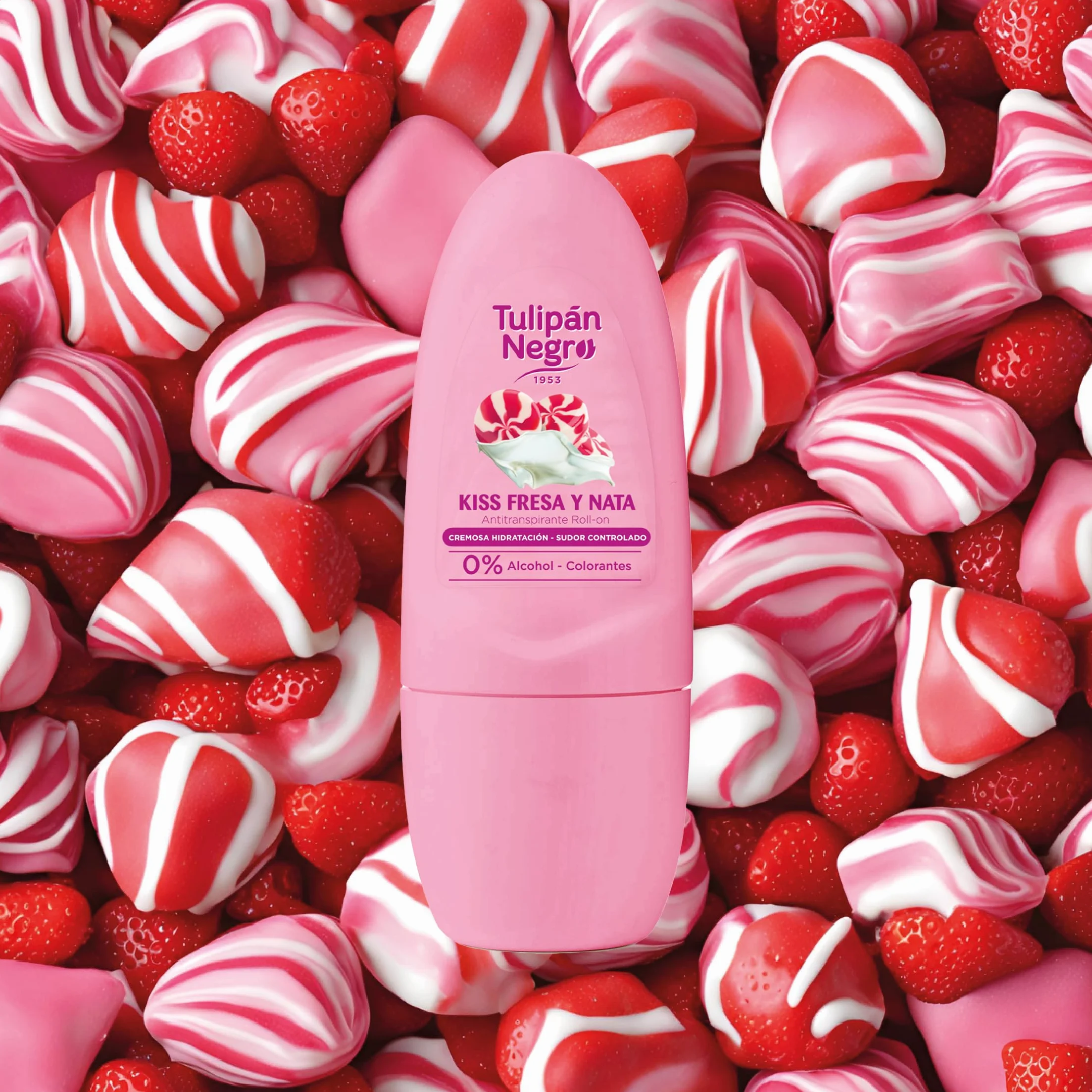 Tulipán Negro Antitranspirante Roll-On Fresa y Nata, Desodorante 50 ml