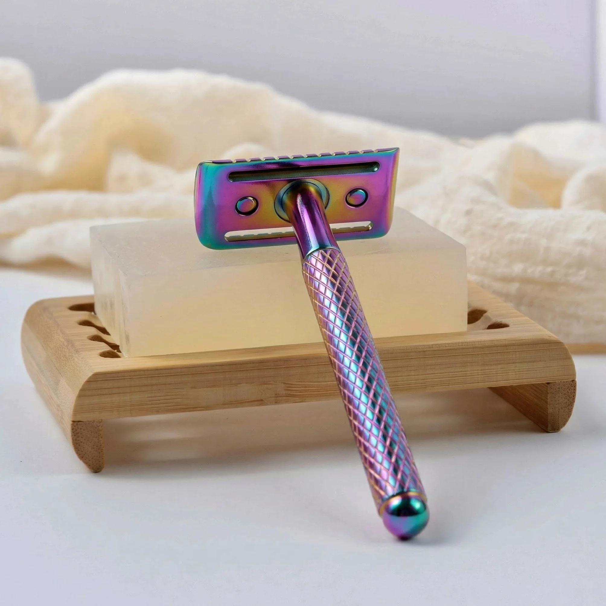 Jungle Culture maquinilla de afeitar metálica Arco iris compatible con hojas de doble filo ecológica