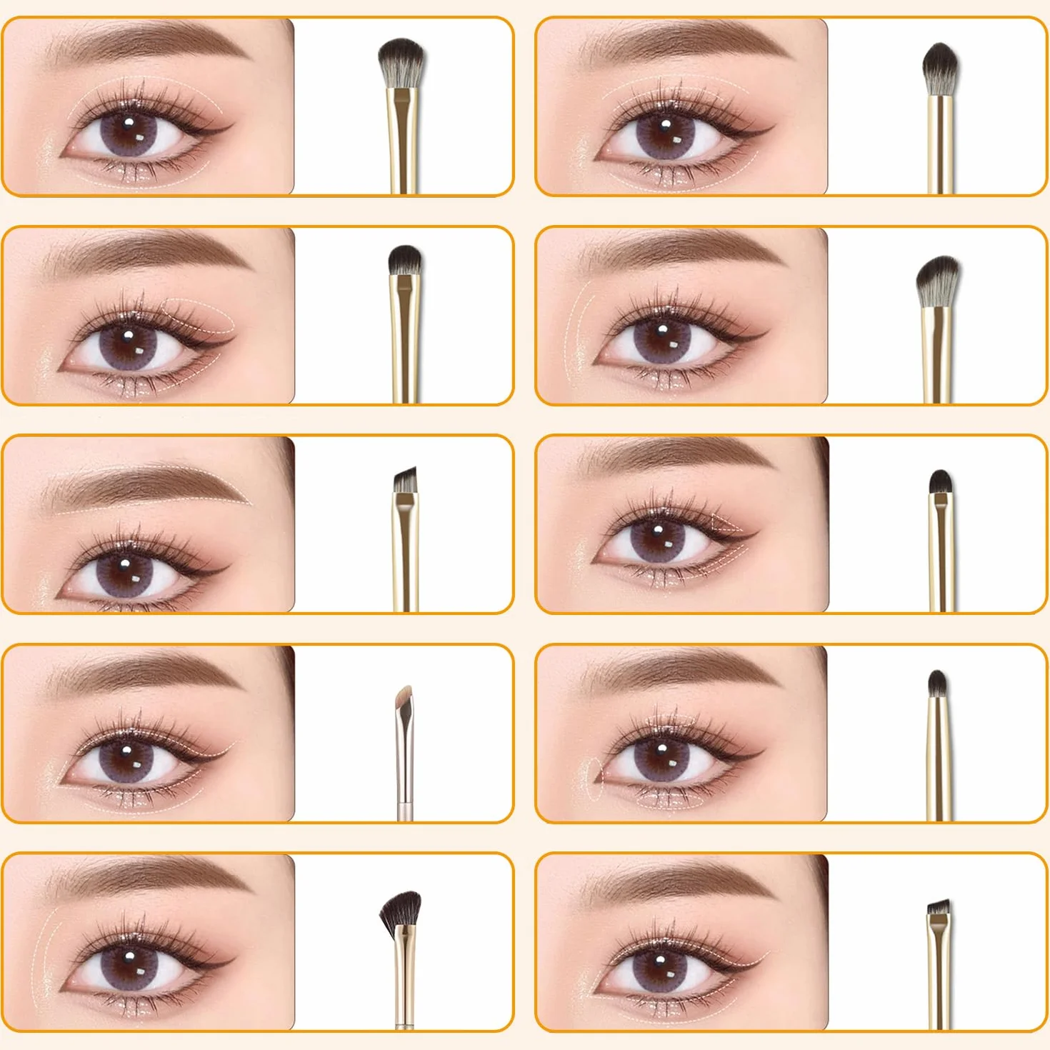Set de Pinceles de Maquillaje Profesional 10 Piezas con Bolsa de PU