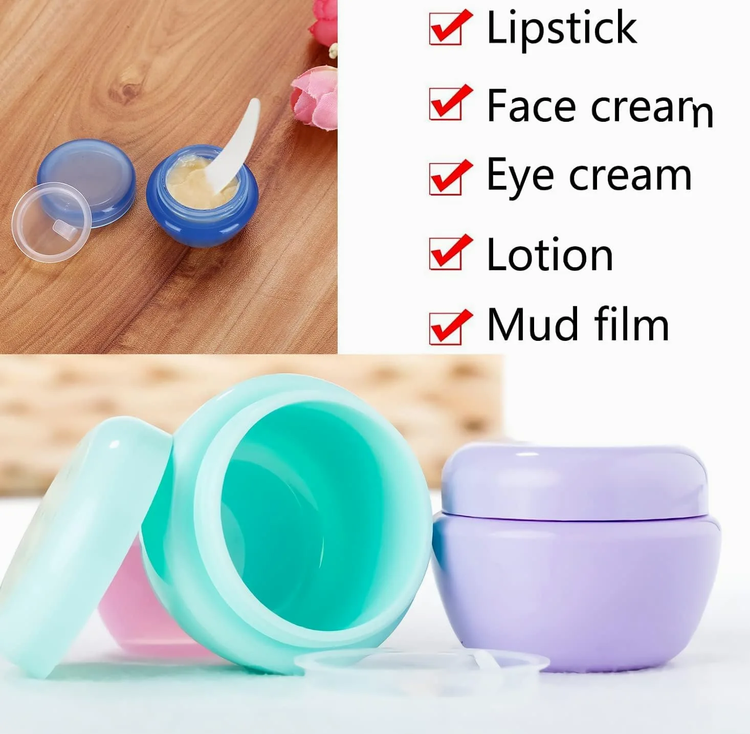 Paquete de 20, tarros plástico for crema, botes cosméticos(Blue,50ml)