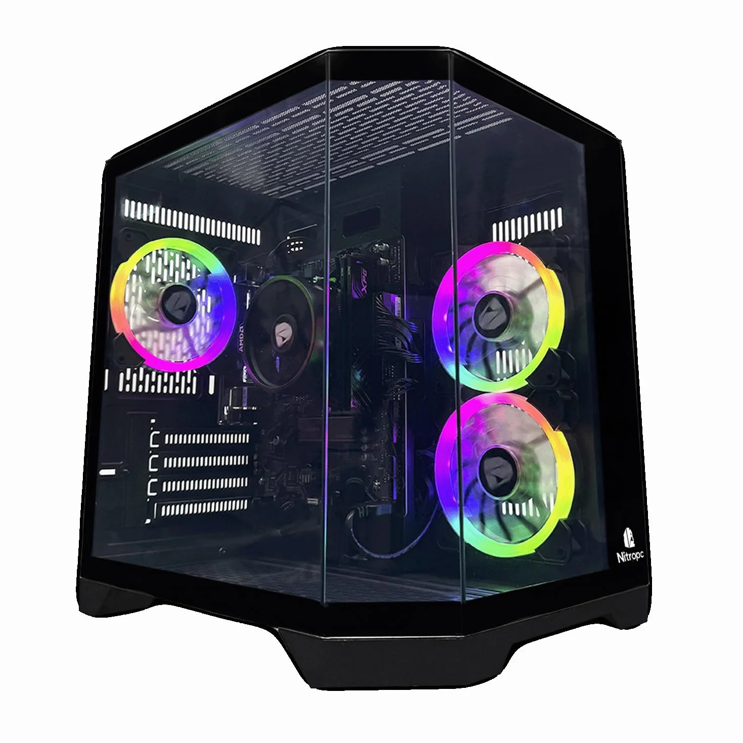 NitroPC Pack Avanzado PC Gaming Completo AMD Ryzen 5 3400G 4.4GHz RX Vega 11 RAM 16GB 480GB SSD Windows 11 Pro WiFi Monitor 24" Ordenador Sobremesa Negro