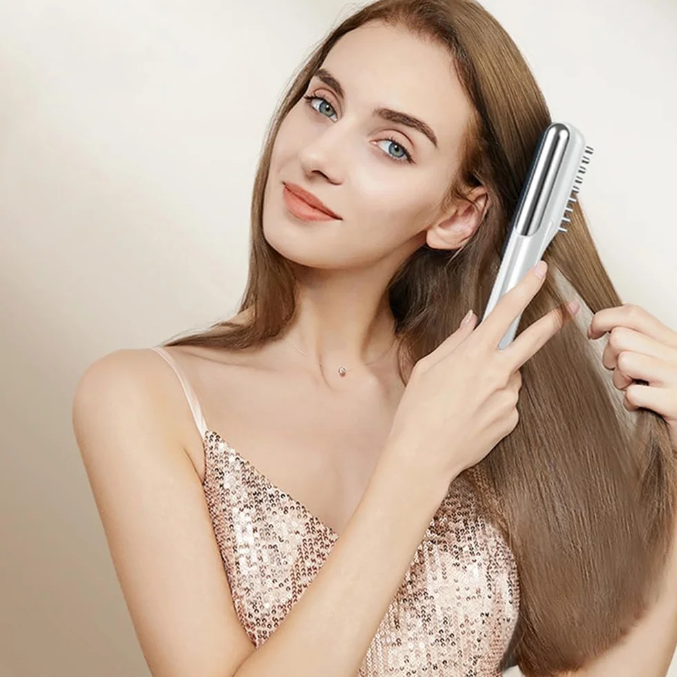 Peine eléctrico de masaje para crecimiento del cabello con micro-corriente, luz roja LED, cepillo para cuero cabelludo